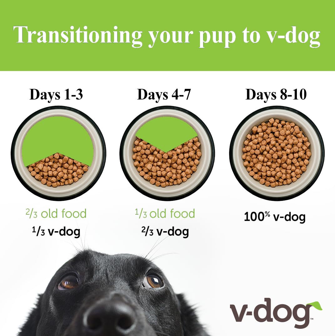 V-dog Vegan Kibble Dry Dog Food 24 LB - Plant-Based Protein with Taurine for Sensitive Stomach & Skin - Adult Vegetarian Superfood Dog Food Made in USA - Perfect for Dogs with Allergies or Digestive Issues