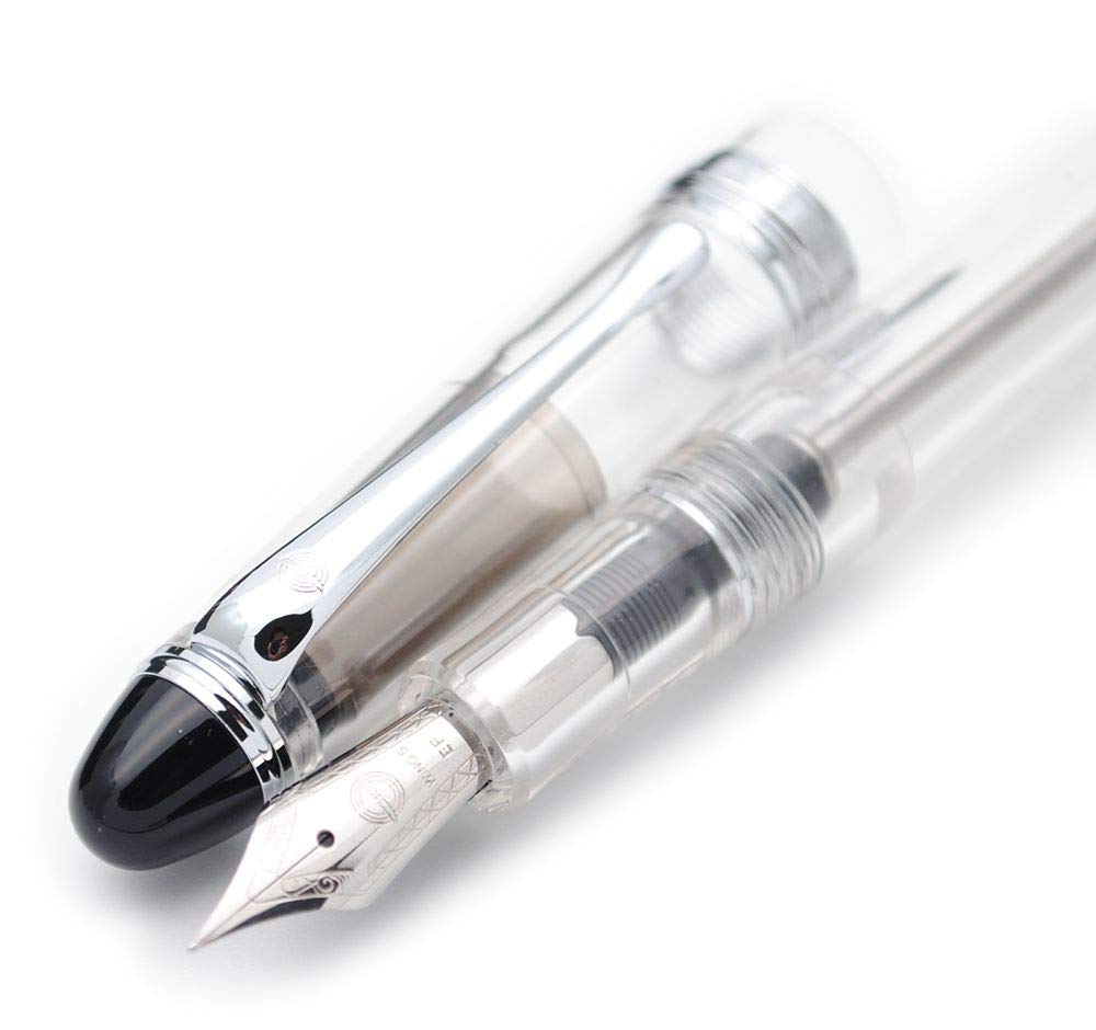 CZXYWST 699 Negative Pressure Vacuum Filling Fountain Pen - Transparent with Silver Clip, Extra Fine 0.38mm Nib - Premium Calligraphy Pen for Writing, Journaling & Gift Giving