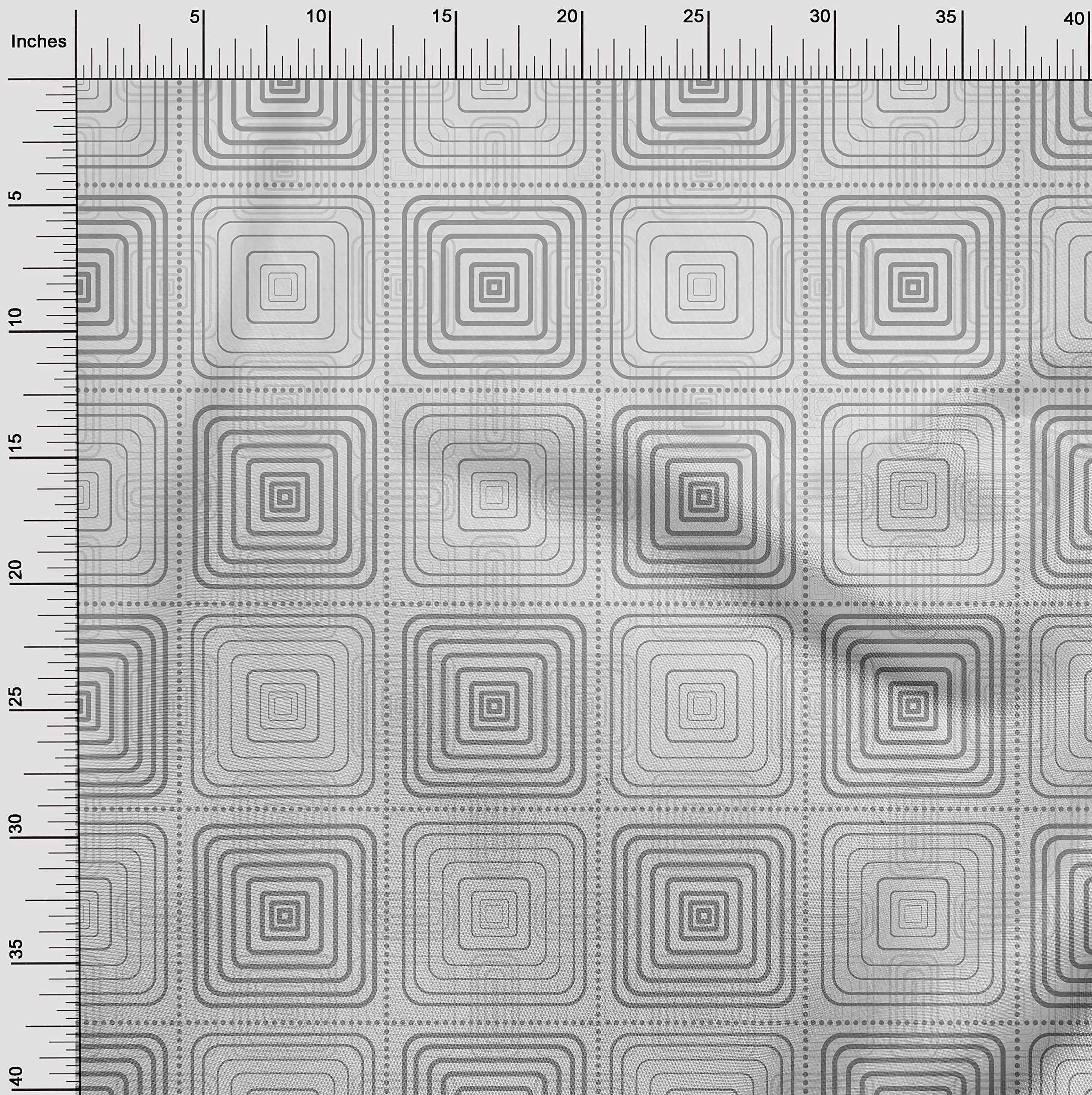 oneOone Rayon Gray Geometric Print Fabric by The Yard - 56 Inch Wide DIY Sewing Material for Clothing, Quilting & Home Decor Projects