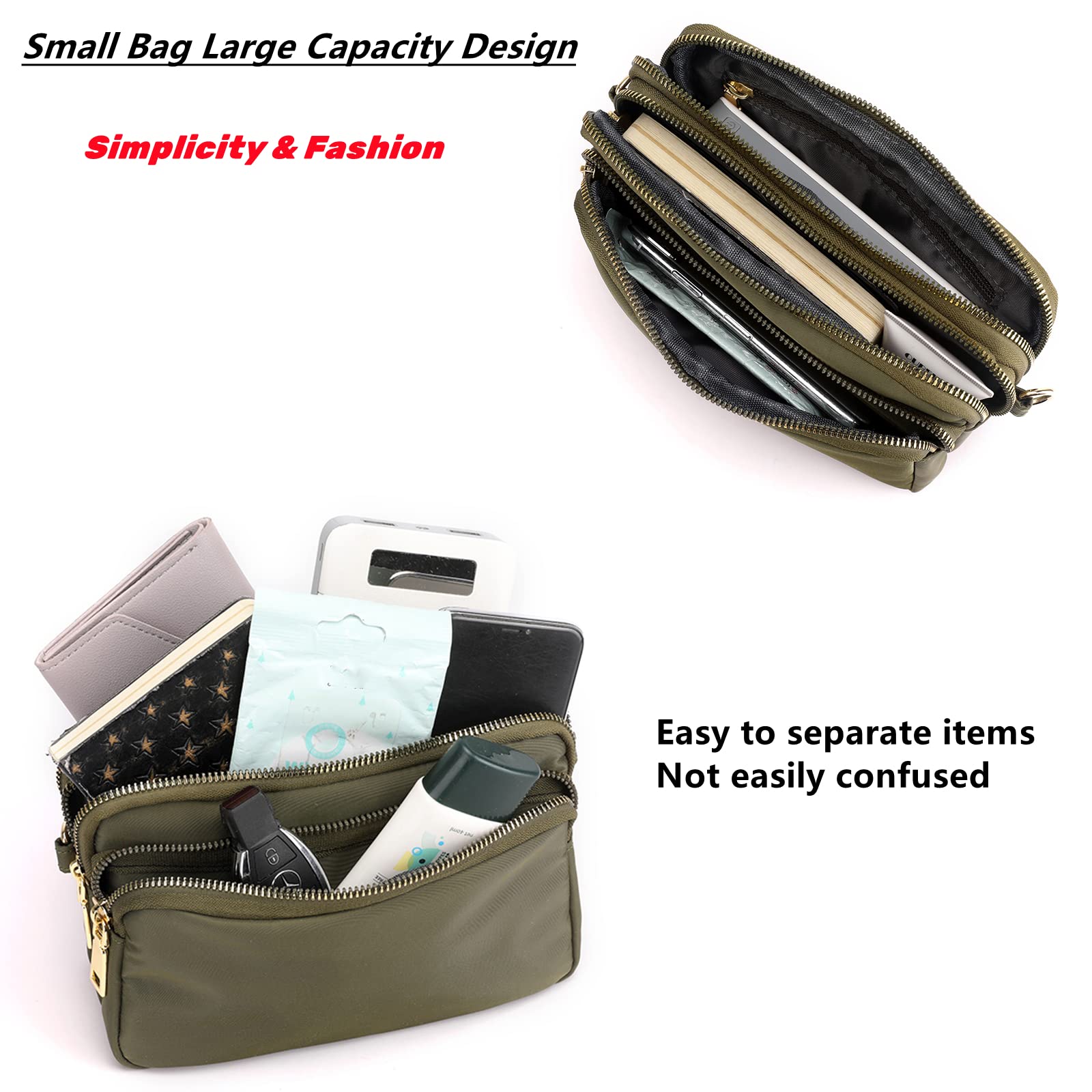 LIN KANG Women's Multi-Pocket Crossbody Bag - Stylish Oxford Shoulder Purse for Travel, Shopping, Hiking & Everyday Use | Perfect Casual Handbag for Work, School & Outdoor Activities