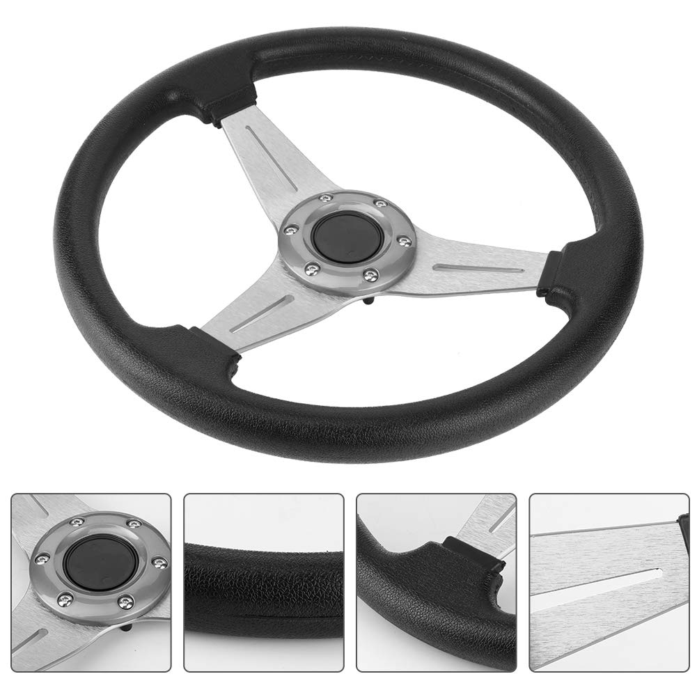 Universal 350mm/14in Silver Racing Steering Wheel - High Performance Drifting & Car Modification Accessory for Sports Cars & Track Racing