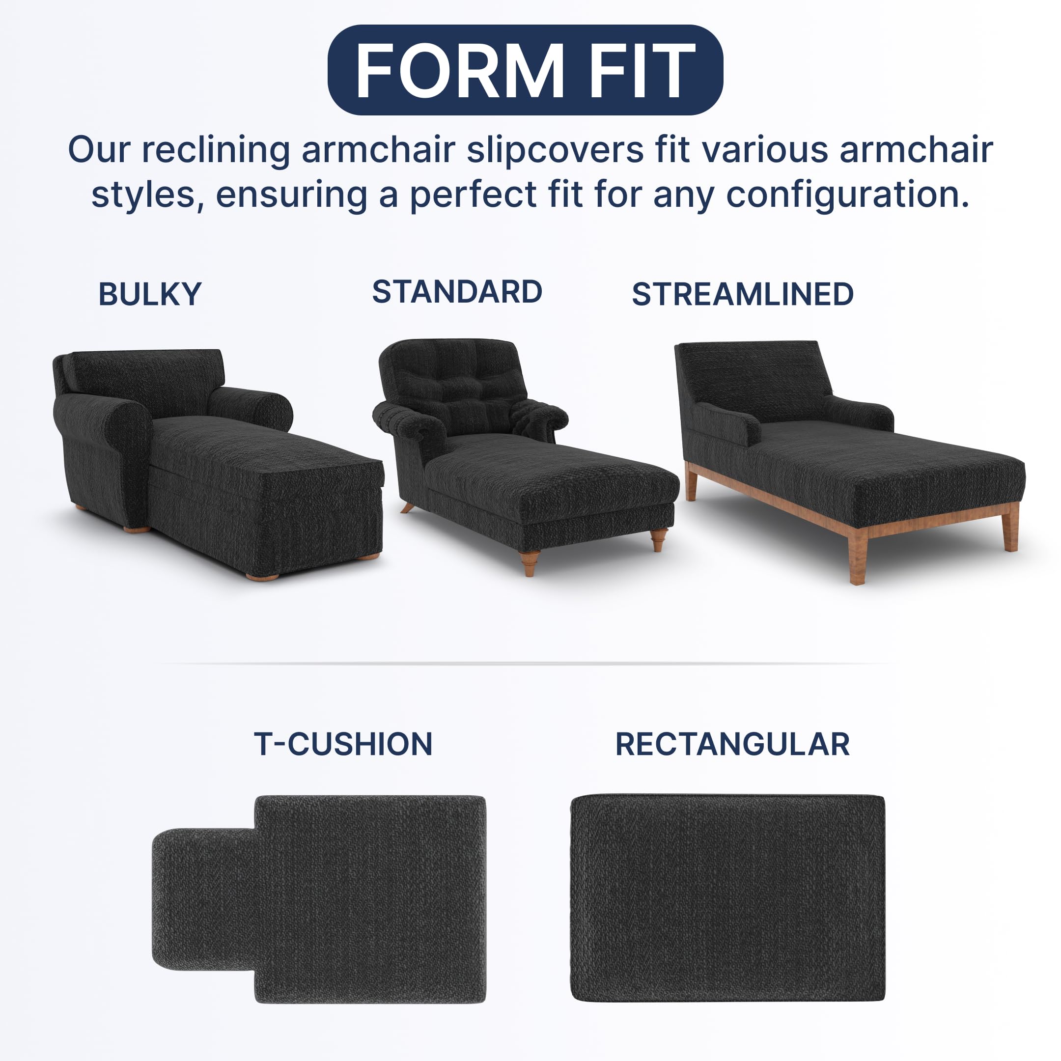 Chaise Lounge Cover - Soft Polyester Stretch Slipcover for Sofa & Chair - 1-Piece Form Fit Furniture Protector - Microfiber Collection in Dark Brown - Perfect for Living Room, Patio, and Outdoor Furniture Protection