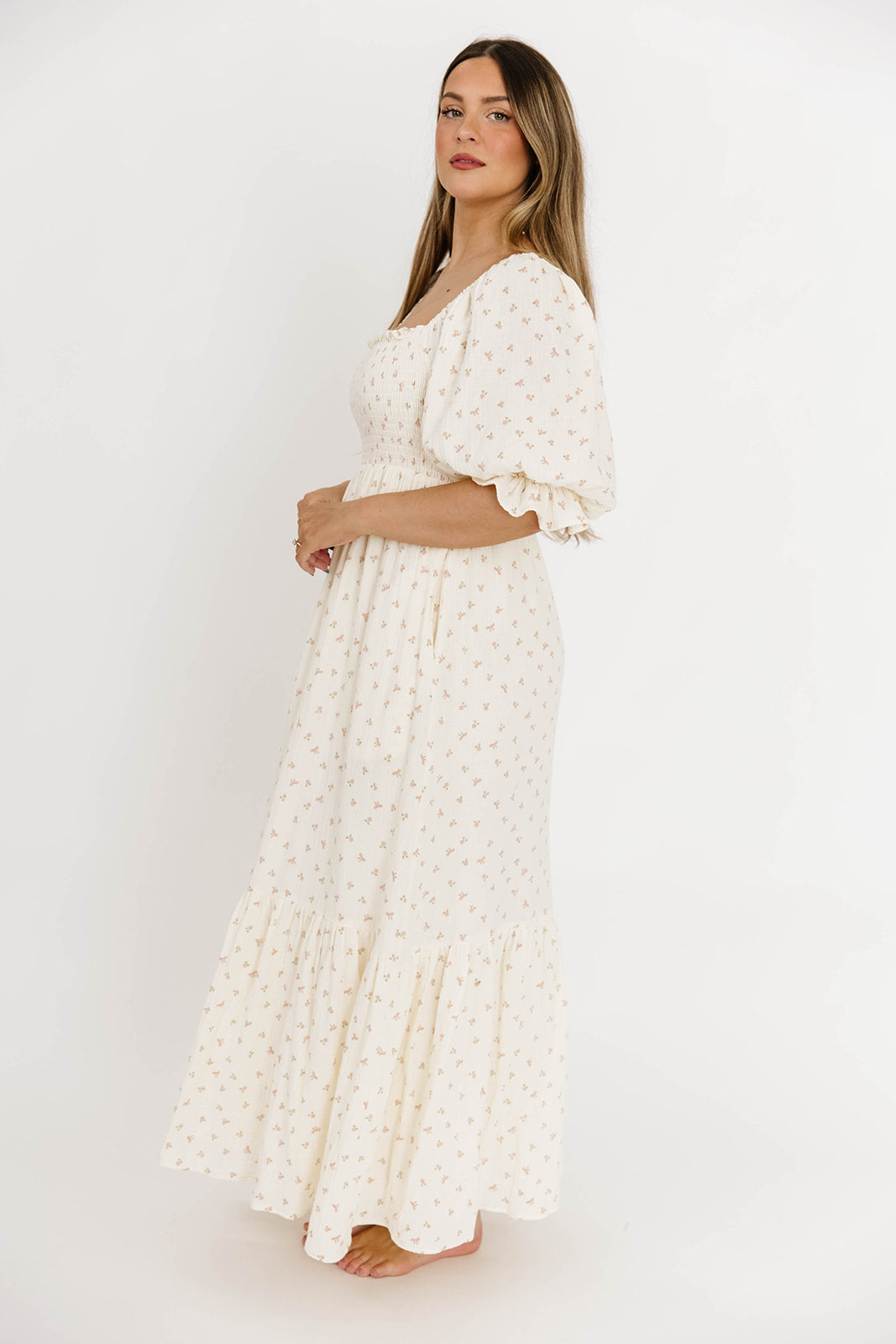 Livvy 100% Cotton Maxi Dress - Petite Pink Floral Print, Women's Summer Casual Flowy Long Dress for Beach, Vacation & Outdoor Activities