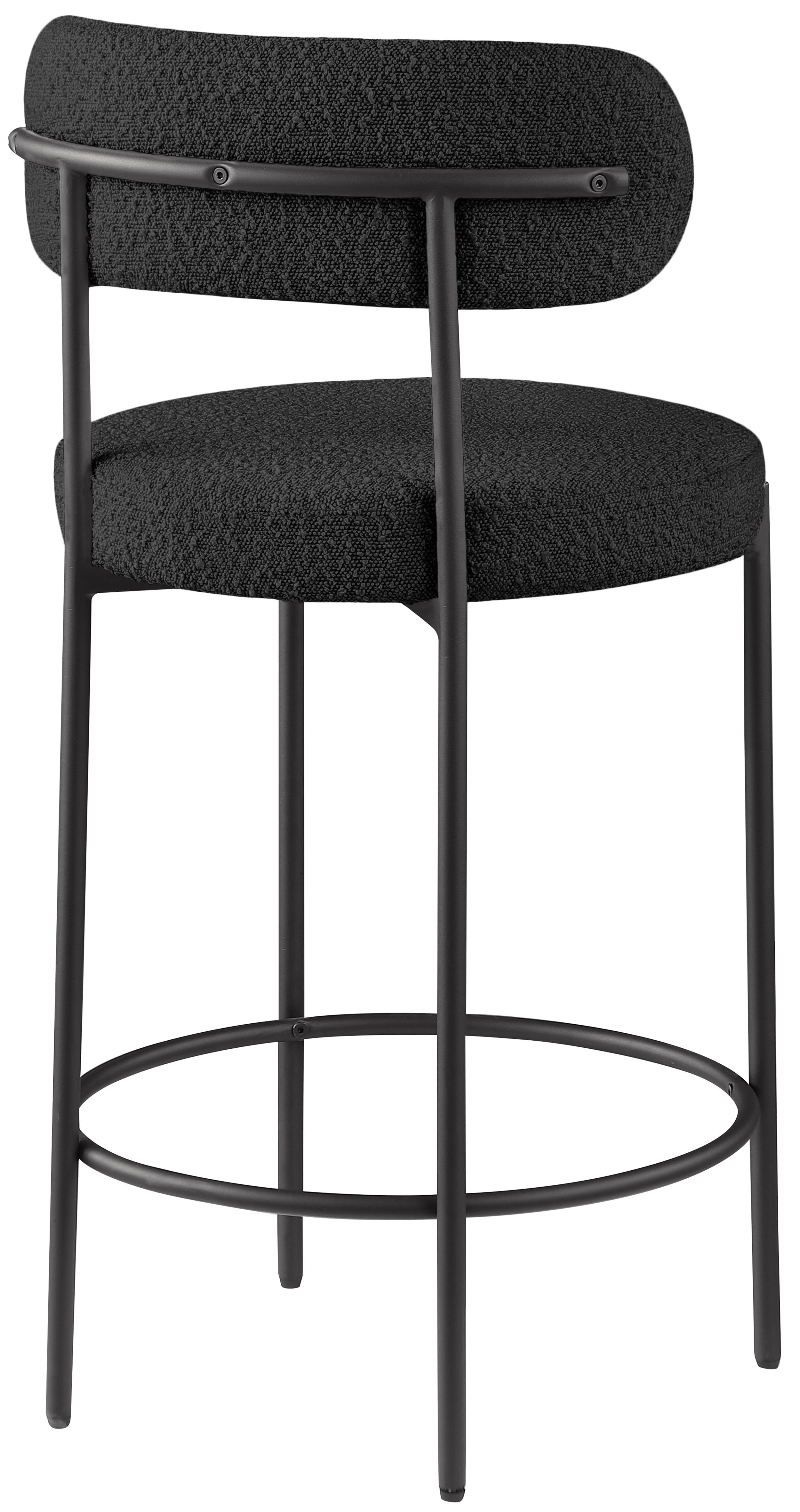 Beacon Boucle Fabric Stool - Modern Round Accent Chair with Soft Textured Upholstery for Living Room, Bedroom & Office Decor