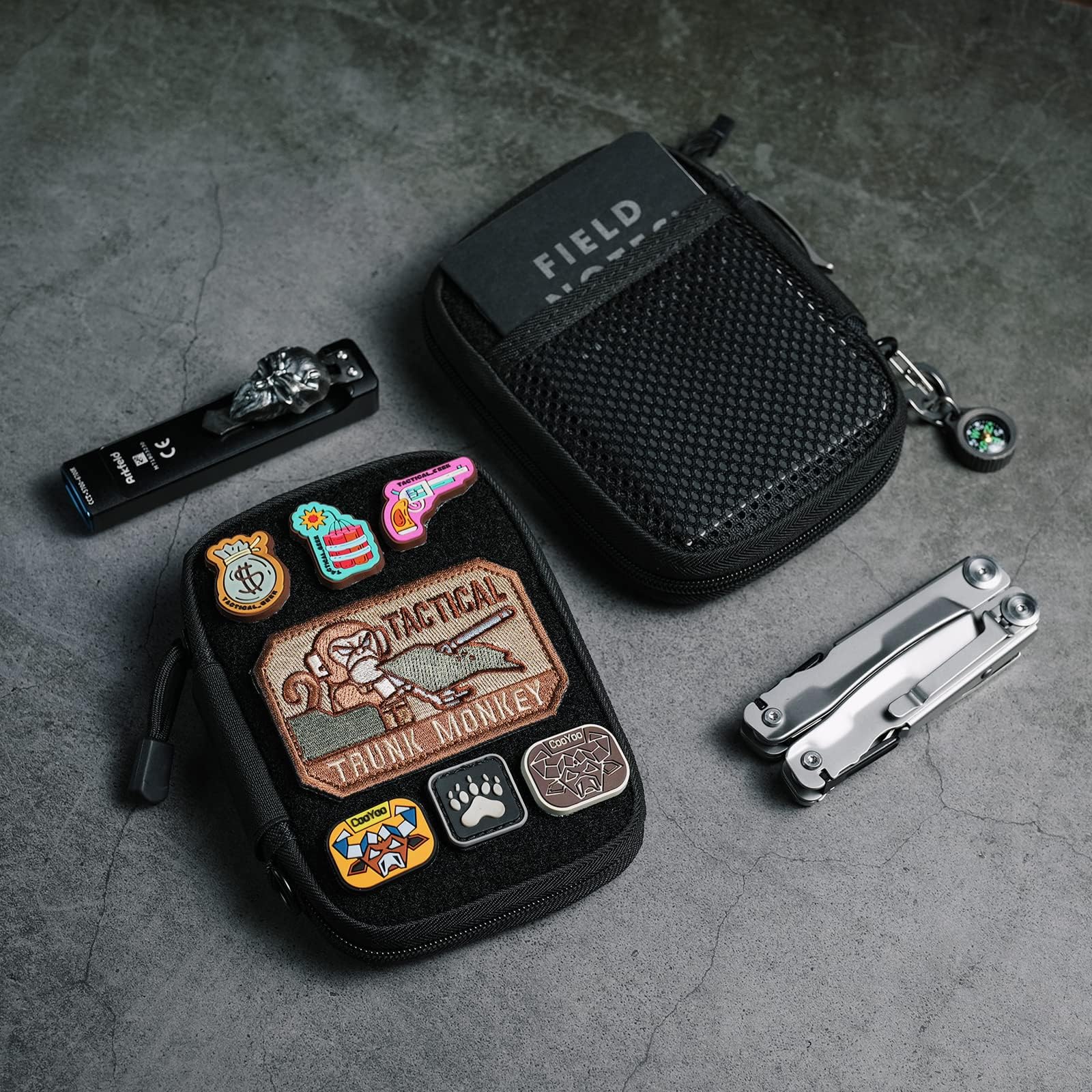 Mighty Pouch - Premium Nylon EDC Pocket Organizer with Patches & D-Ring | Multitool Storage for Everyday Carry Essentials | Perfect for Camping, Hiking & Outdoor Adventures