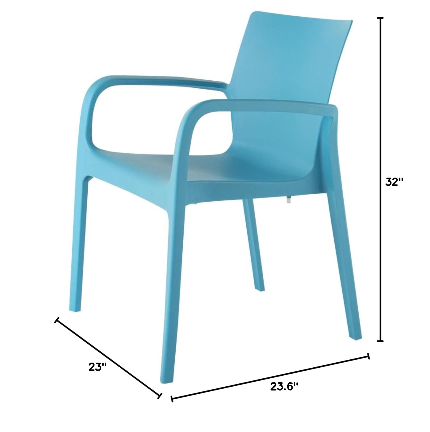 Alissa Weatherproof Polypropylene Outdoor Chairs (Set of 2) - Blue All-Weather Patio Furniture for Poolside, Garden & Backyard Relaxation