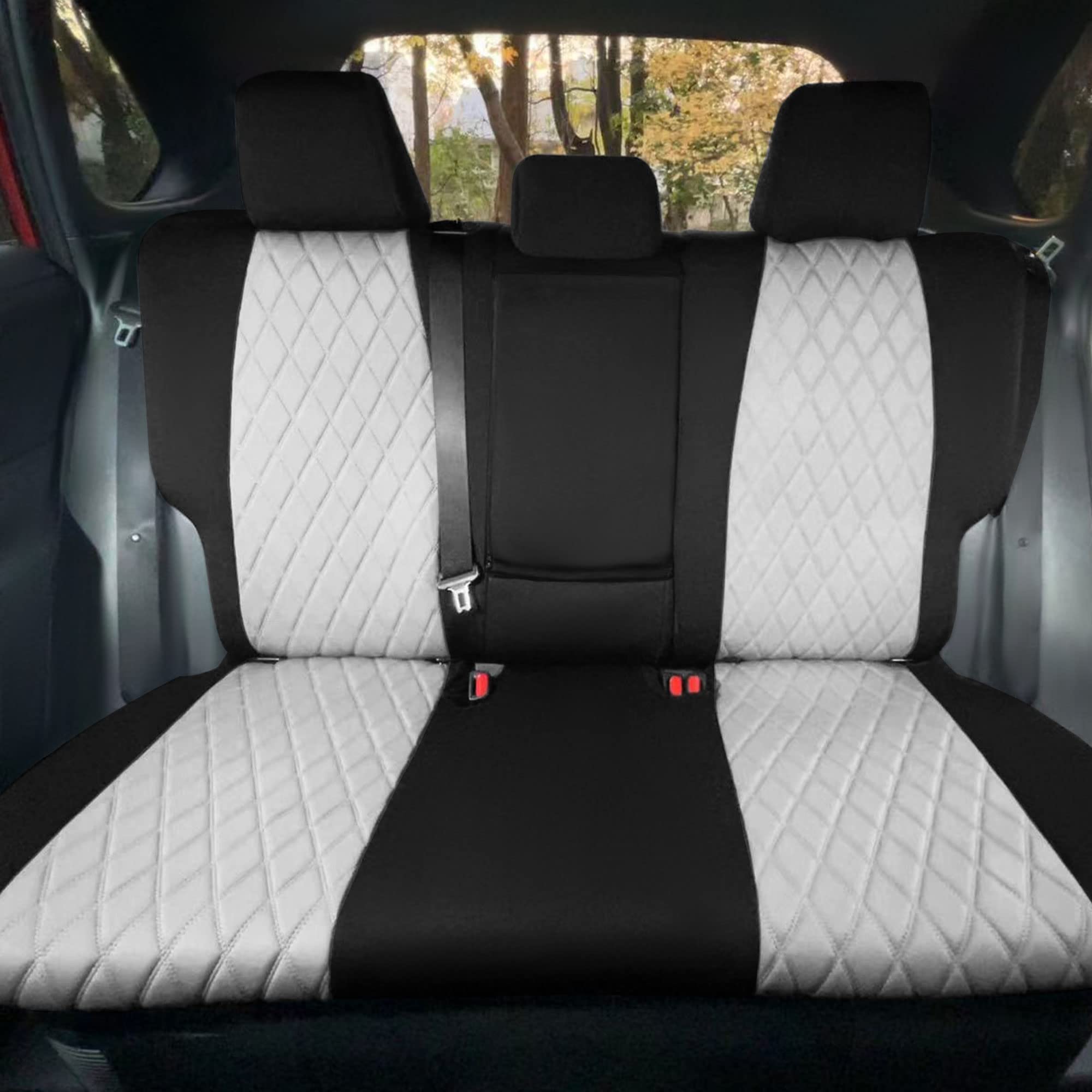 Custom Fit Neoprene Seat Covers for Toyota RAV4 Hybrid/Prime 2021-2022 - Water Resistant Gray Rear Seat Protectors | Durable Automotive Interior Accessories for Road Trips & Daily Commute