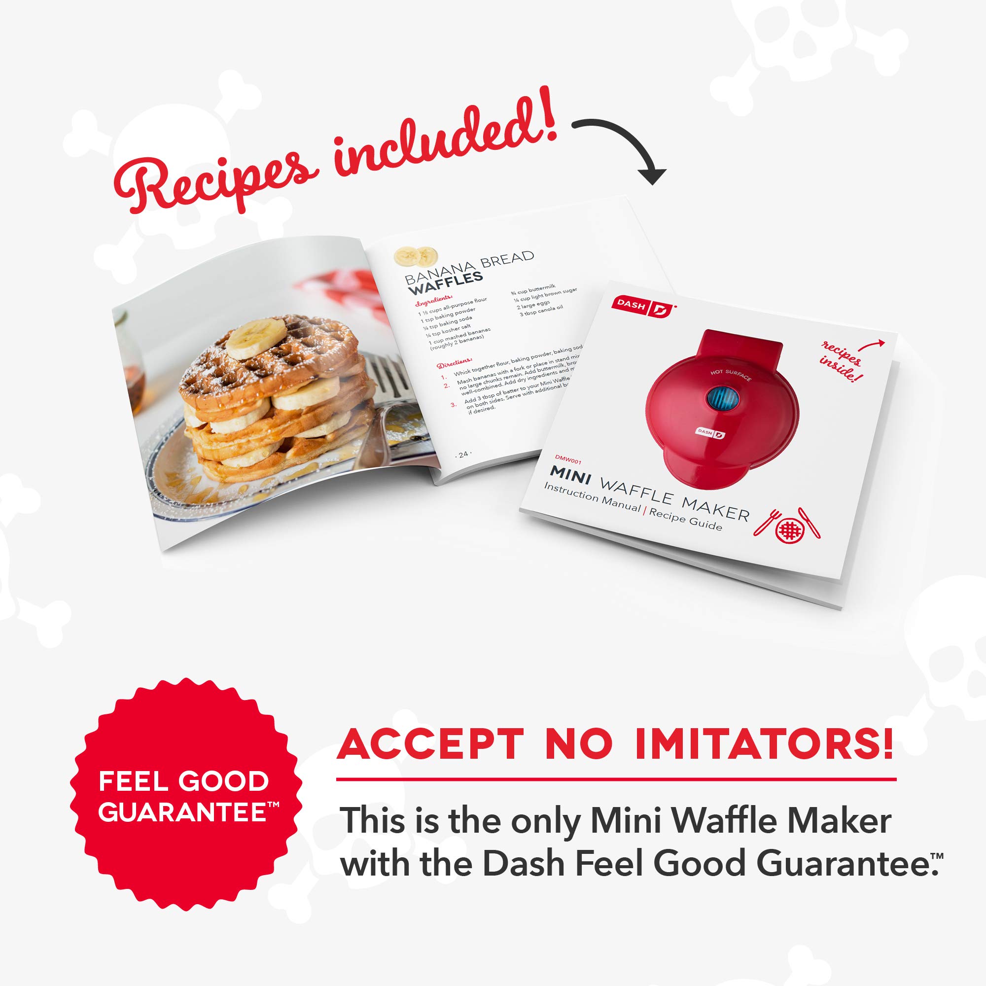 Dash Mini Waffle Maker (2 Pack) - 4 Inch Non-Stick Waffle Iron for Keto Chaffles, Hash Browns & Individual Waffles - Easy to Clean, Perfect for Breakfast, Snacks & Halloween Parties - Black