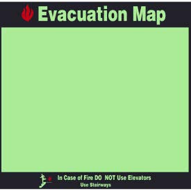Photoluminescent Evacuation Map Holder with Glow-in-the-Dark Lettering - Emergency Exit Sign for Office, School & Public Buildings