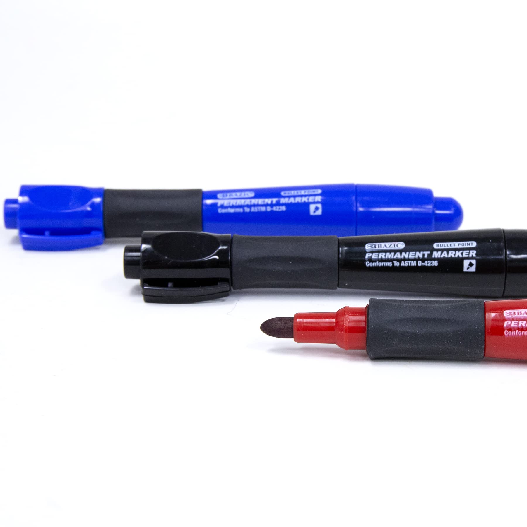 BAZIC Permanent Markers Chisel Tip, Jumbo Black Ink Markers for Plastic, Wood, Metal, Glass & Stone - Soft Grip for Art, Office & DIY Projects (3-Pack of 144) - Ideal for Labeling, Crafting, Signage & Industrial Use
