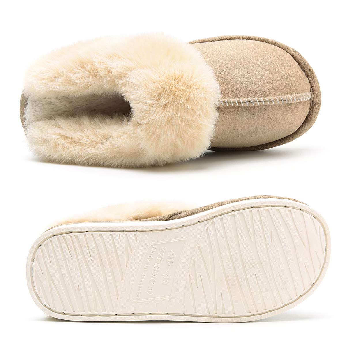 Epsion Women's Winter Warm Slippers - Cozy Faux Fur Fluffy House Shoes with Suede Plush Lining & Anti-Skid Sole for Indoor/Outdoor Use - Perfect for Home, Office, and Travel Comfort