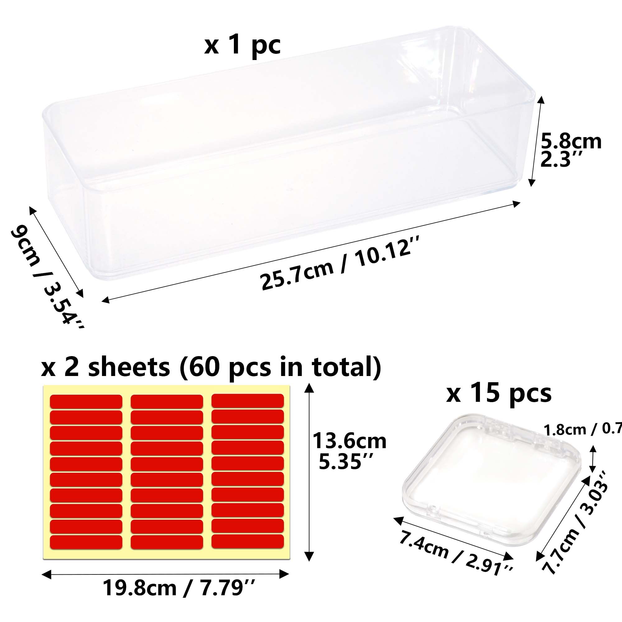 15 Pcs Press On Nail Storage Box - Acrylic False Nail Organizer with 60 Double Sided Adhesive Tapes - Perfect for Salon, Home Nail Art Display & Travel Nail Kit Organization