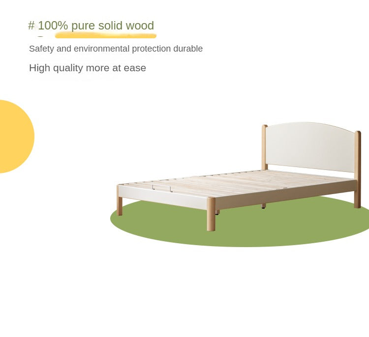 Solid Poplar Wood Kids Bed Frame - White - Durable & Safe for Toddler & Children's Bedroom, Nursery, or Guest Room