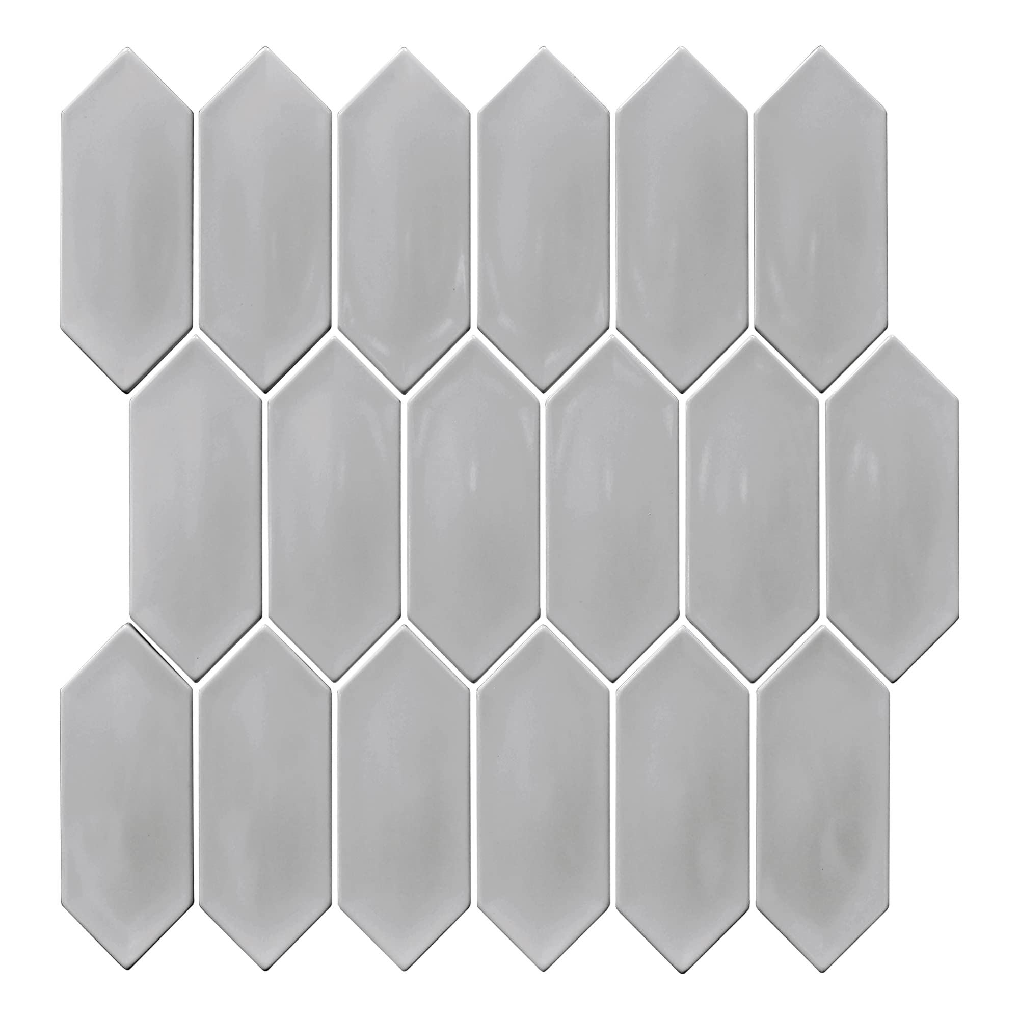 QDÉCOR Picket Decorative Mosaic Tile - Modern Gray Polished Wall Tile for Bathroom Shower, Kitchen Backsplash & Home Décor - Box of 6 Sheets - Perfect for Remodeling & Interior Design Projects
