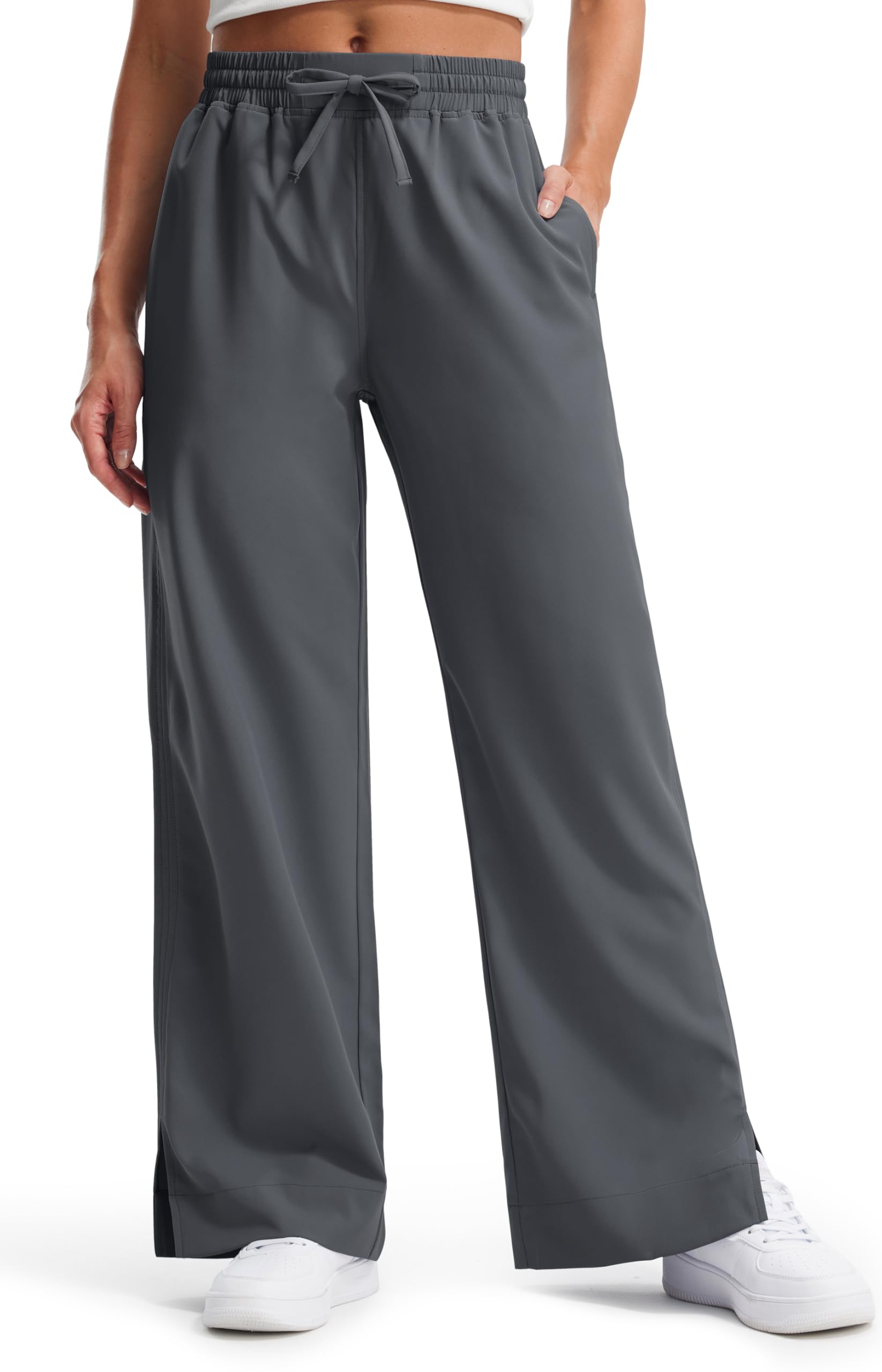 Libin Women's Lightweight Wide Leg Pants - High Waisted Casual Work Pants with Pockets, Lounge Flowy Trousers in 27