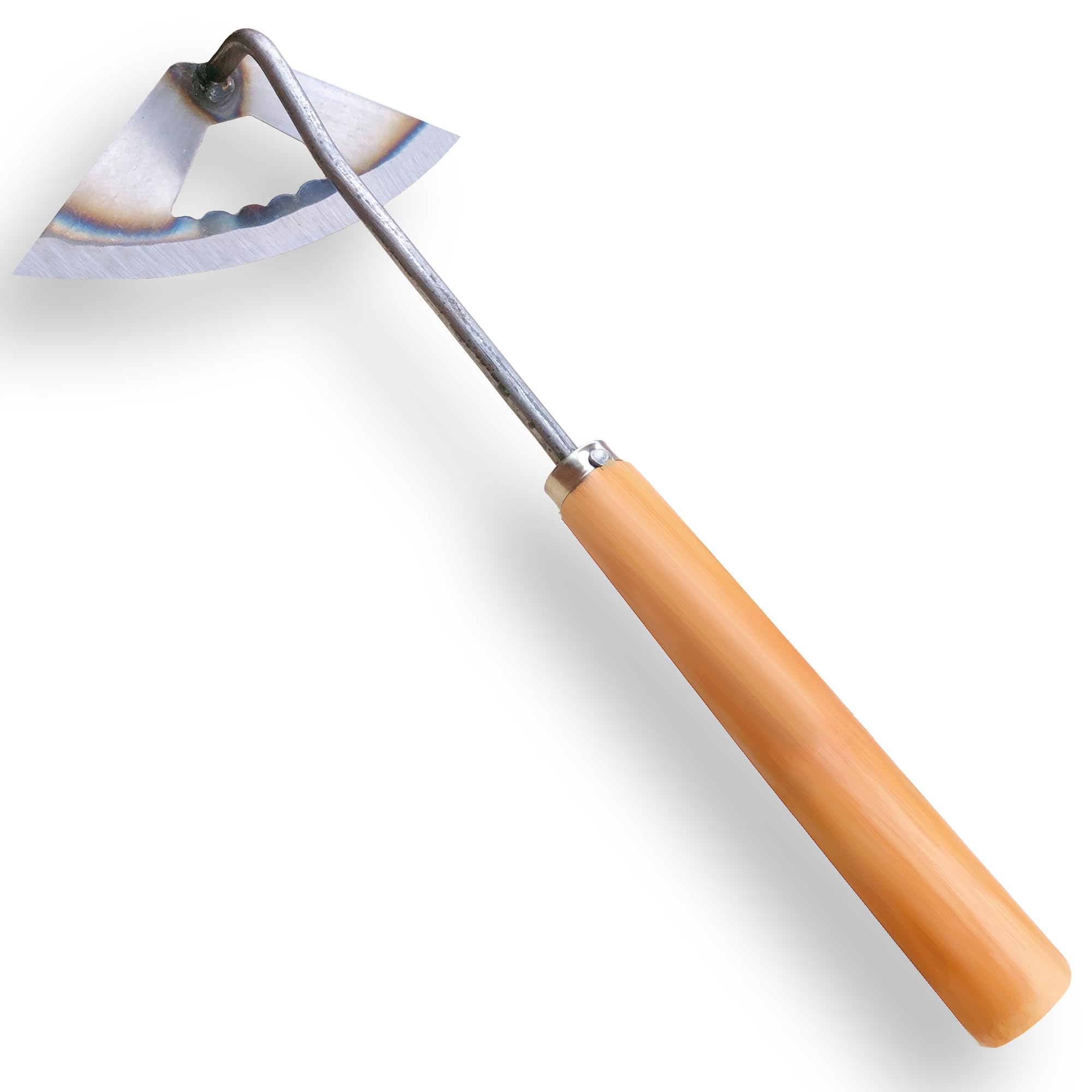 SHANFEEK Hollow Garden Hoe - 14-Inch Extended Handle Weeding Tool with Solid Wood Handle (Orange) - Perfect for Yard Work, Vegetable Gardening & Weed Removal