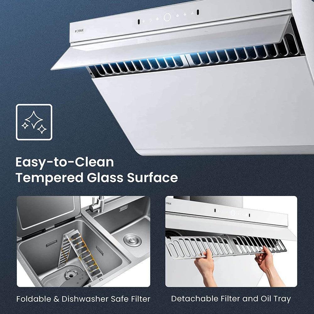 Fotile JQG7505 30-inch 1000 CFM Wall Mount Range Hood with Motion & Touch Control - Stainless Steel Kitchen Vent Hood for Gas Stove, Perfect for Modern Home Cooking & Smoke Removal