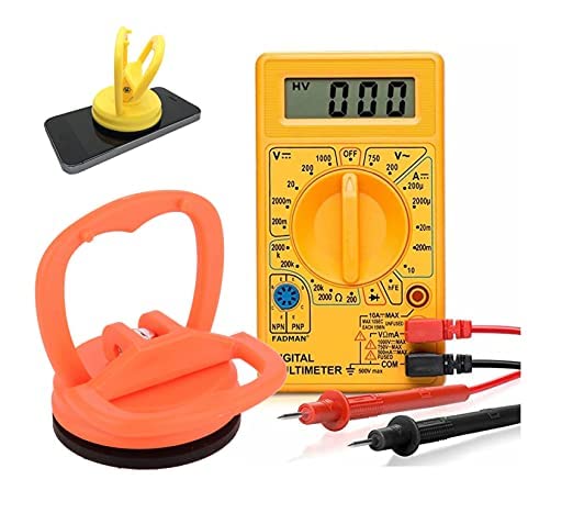 SP Combo Suction Cup & Mobile Screen Opener with Digital Multimeter - Professional Phone Repair Tools for iPhone, Samsung & Electronics Testing | Perfect for DIY Repairs & Tech Maintenance