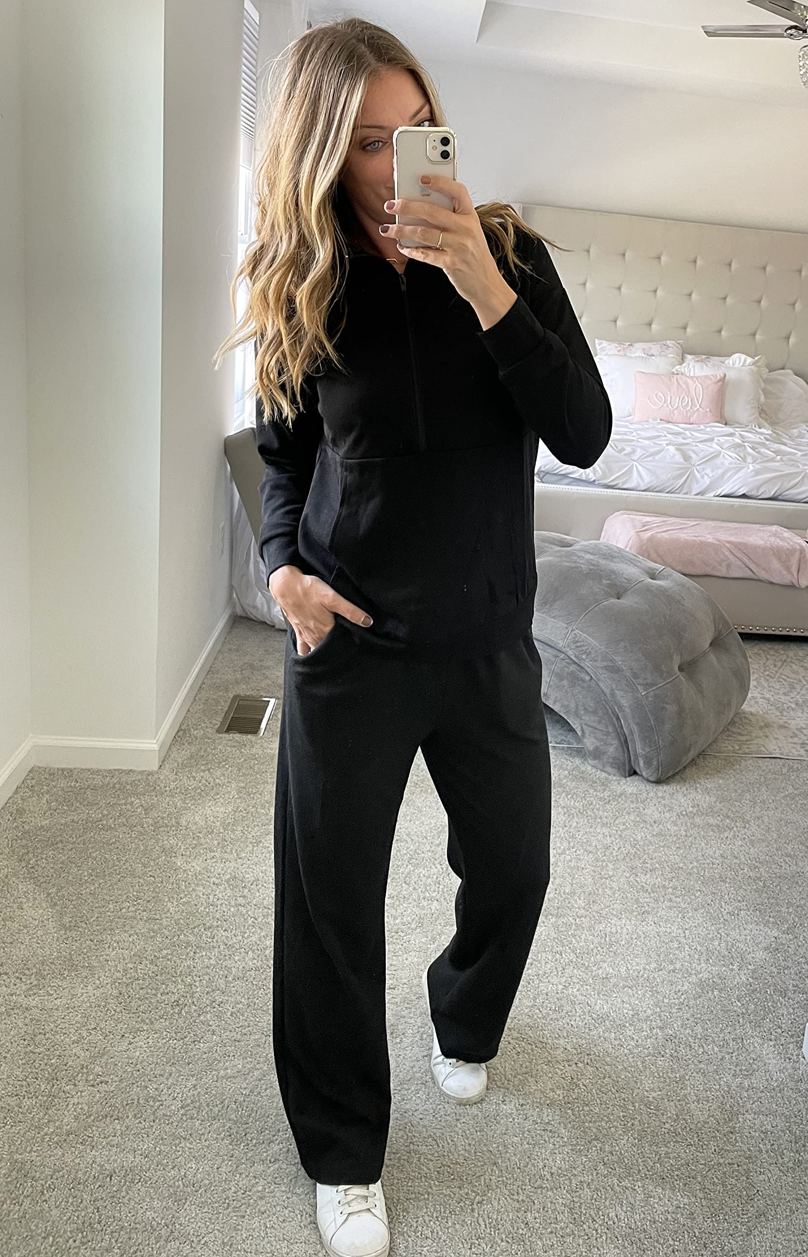 OFEEFAN Women's Fall & Winter Sweatpants with Pockets - Elastic Waist Wide Leg Drawstring Pants (S-XXL) for Casual Wear, Lounge & Outdoor Activities