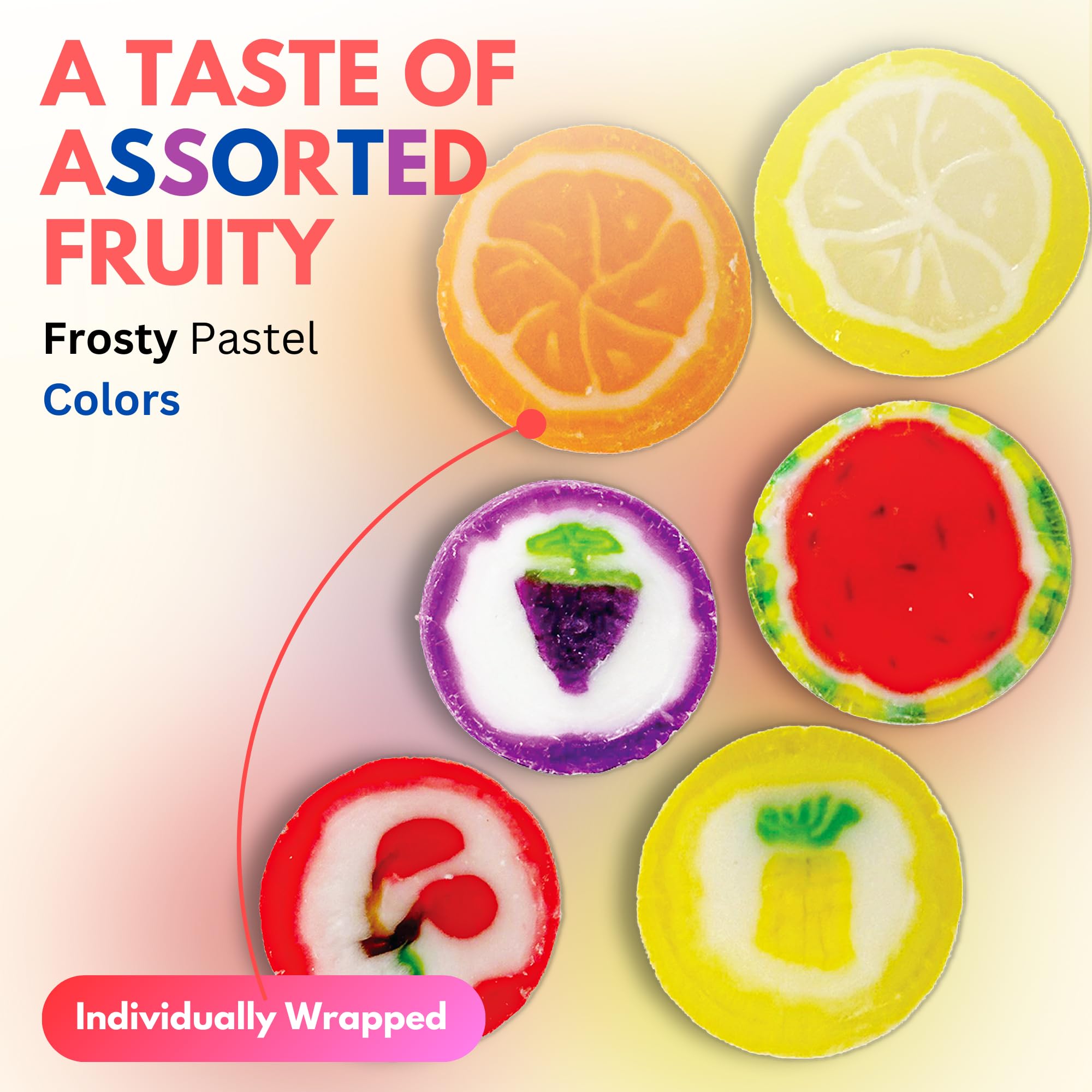 Bulk Hard Candy Fruit Slices - 170 Individually Wrapped Pieces (855g) | Assorted Fruit Flavored Candies for Parties, Office Snacks & Gift Bags | Fresh Finest Quality