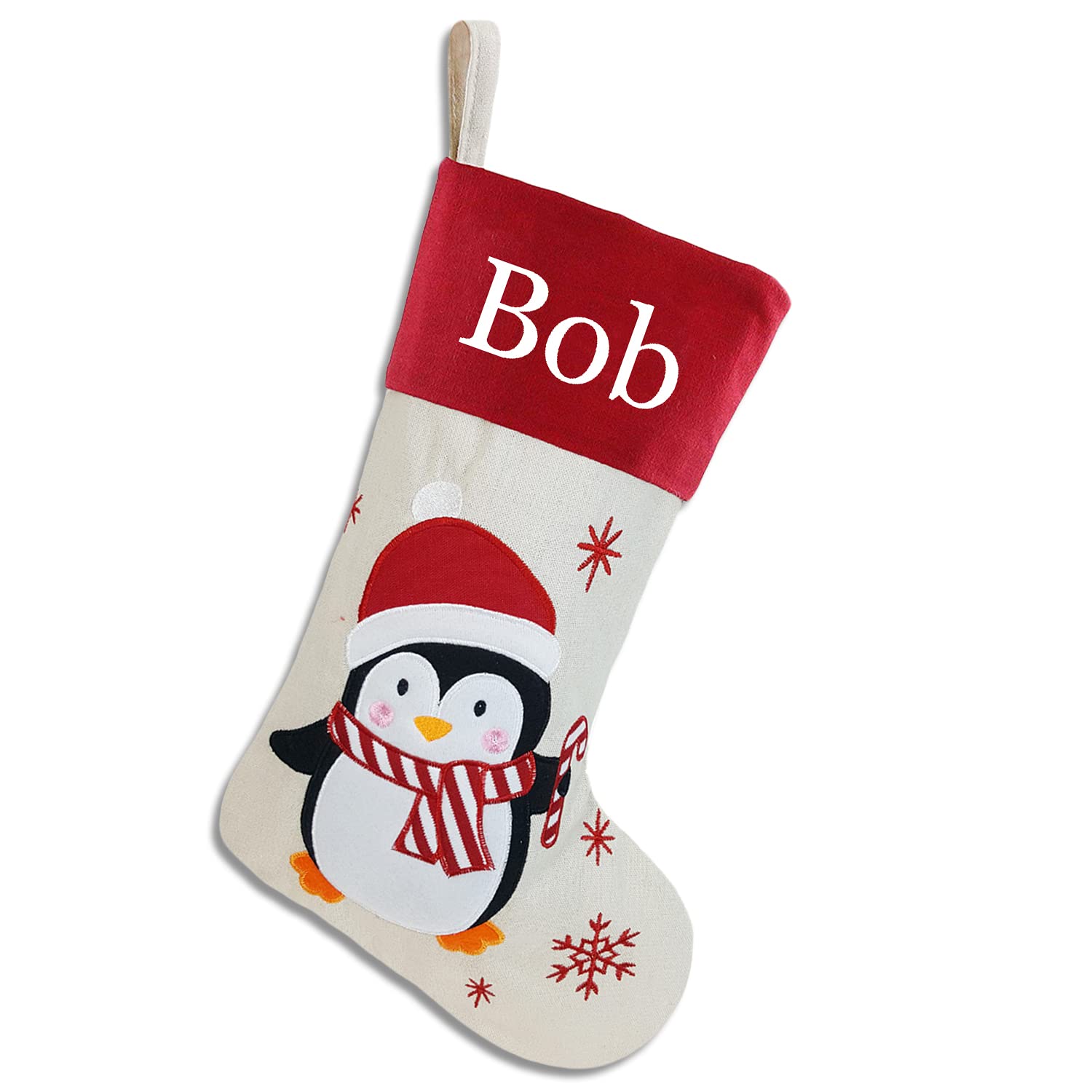 Personalized Christmas Stockings with Embroidered Names - Custom Holiday Gift Bags & Stocking Holders for Fireplace (5-Penguin Design) - Perfect for Family Gifts, Christmas Decor & Fireplace Mantel Decorations