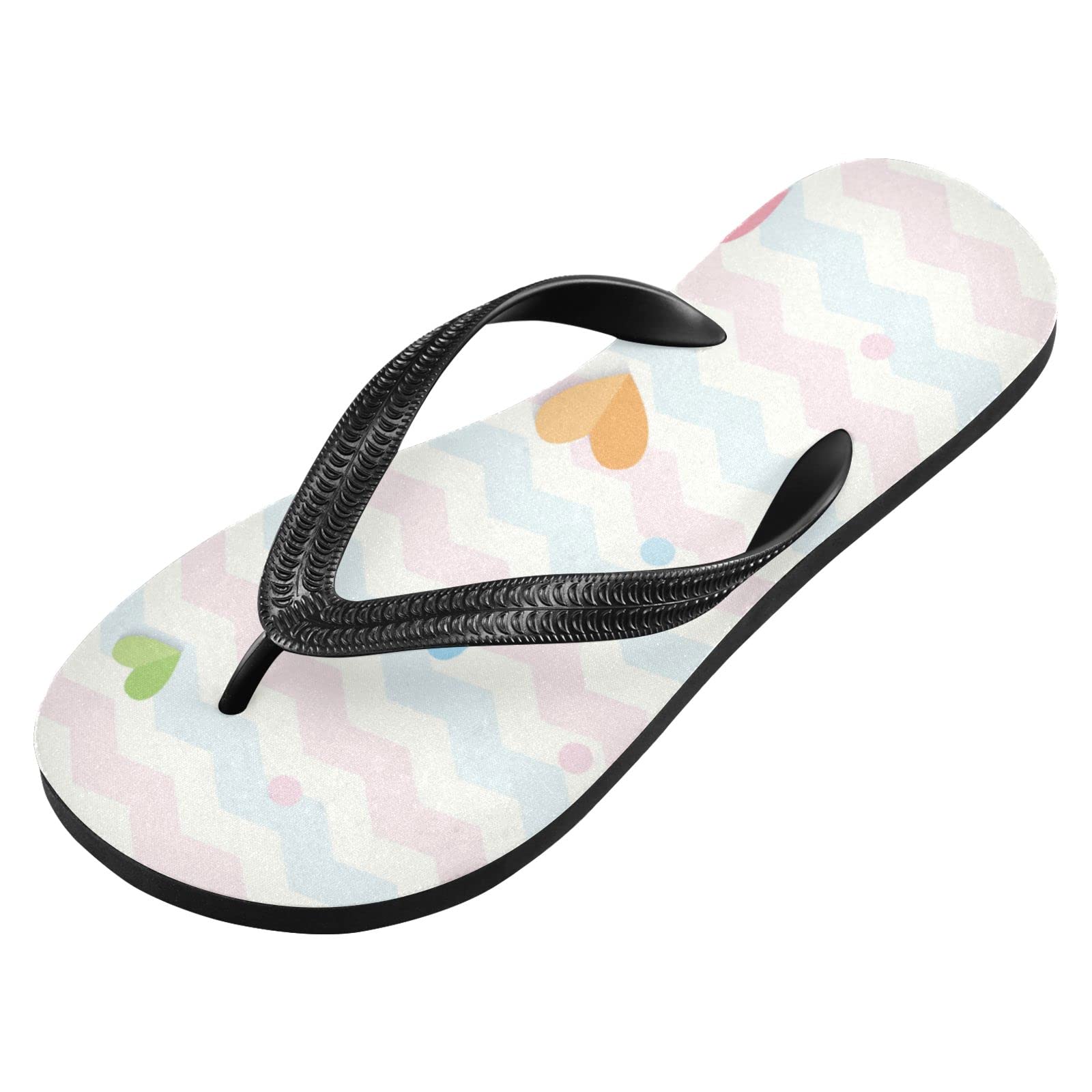**Colorful Heart Flip Flops for Women & Men - Non-Slip Beach Sandals with Straps, Comfortable Summer Slippers for Travel, Swimming, Pool Party & Shower**    *(Ideal for beach vacations, resort wear, outdoor showers, and casual summer outings.)*