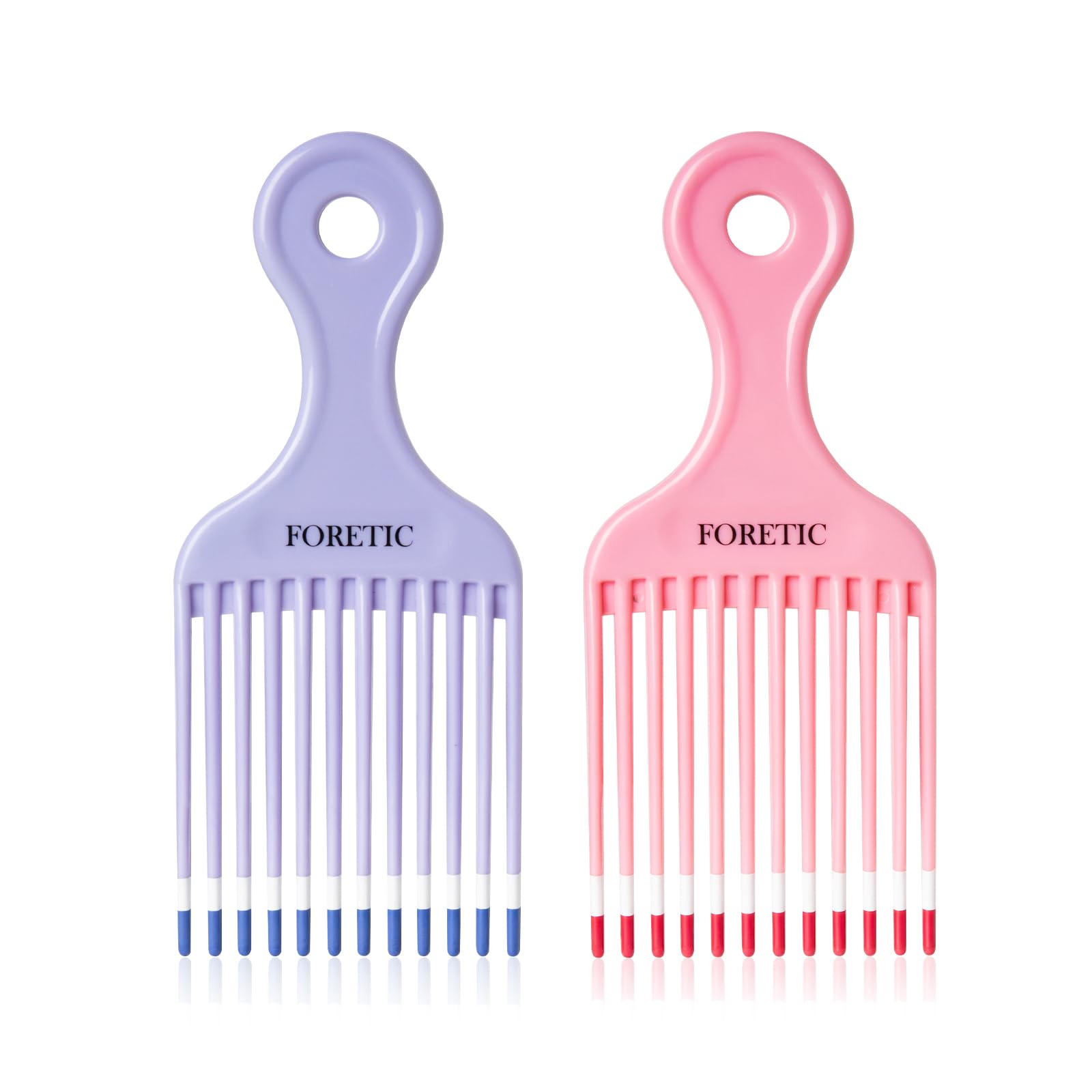 Best Smooth Hair Pick Comb for Curly & Thick Hair - Detangling Styling Tool for Medium to Long Hair & Facial Care (Pink, Purple) - Perfect for Salon, Home & Travel Use