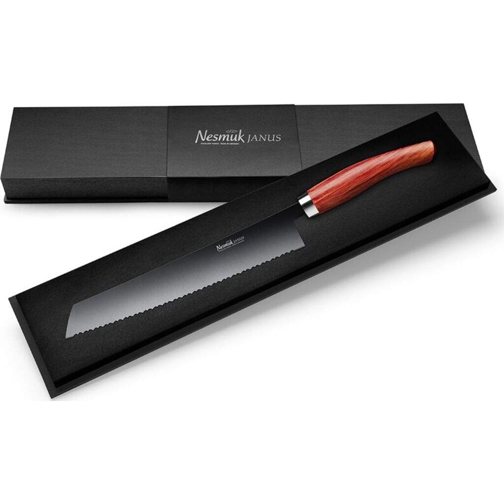 Janus Bread Knife with Bahia Rosewood Handle - Professional Serrated Bread Knife for Slicing Bread, Pastries & Baked Goods - Perfect for Home Kitchens, Bakeries & Restaurants