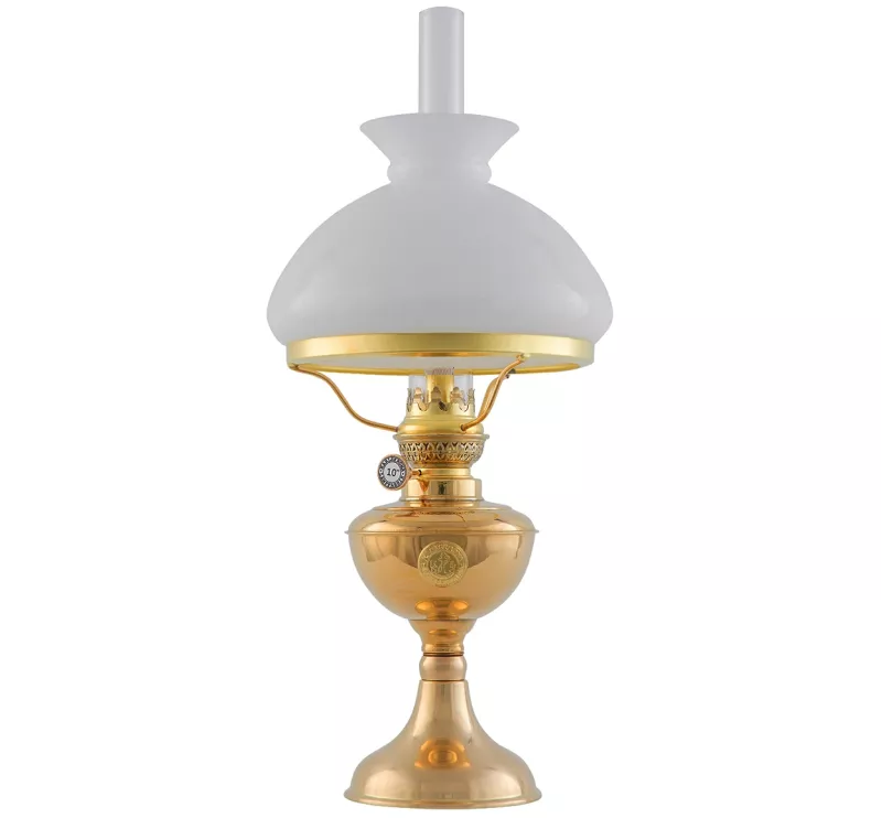 Arnö Brass Table Lamp with White Fabric Shade - Vintage Style Lighting for Living Room, Bedroom, or Office Decor