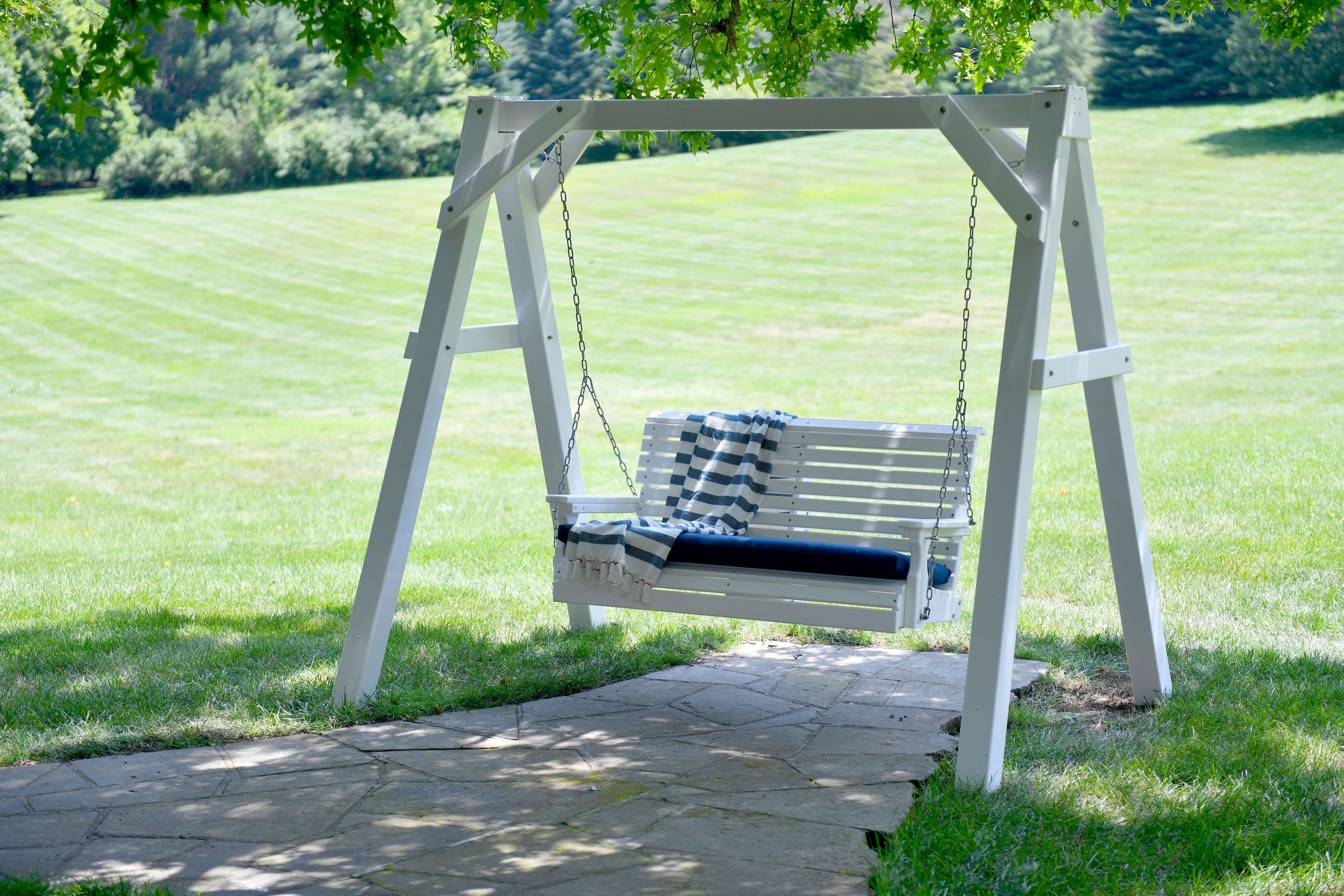 LuxCraft A-Frame Vinyl Swing Stand - Heavy Duty Outdoor Swing Set for Backyard, Garden, and Patio - Perfect for Kids and Adults Relaxation