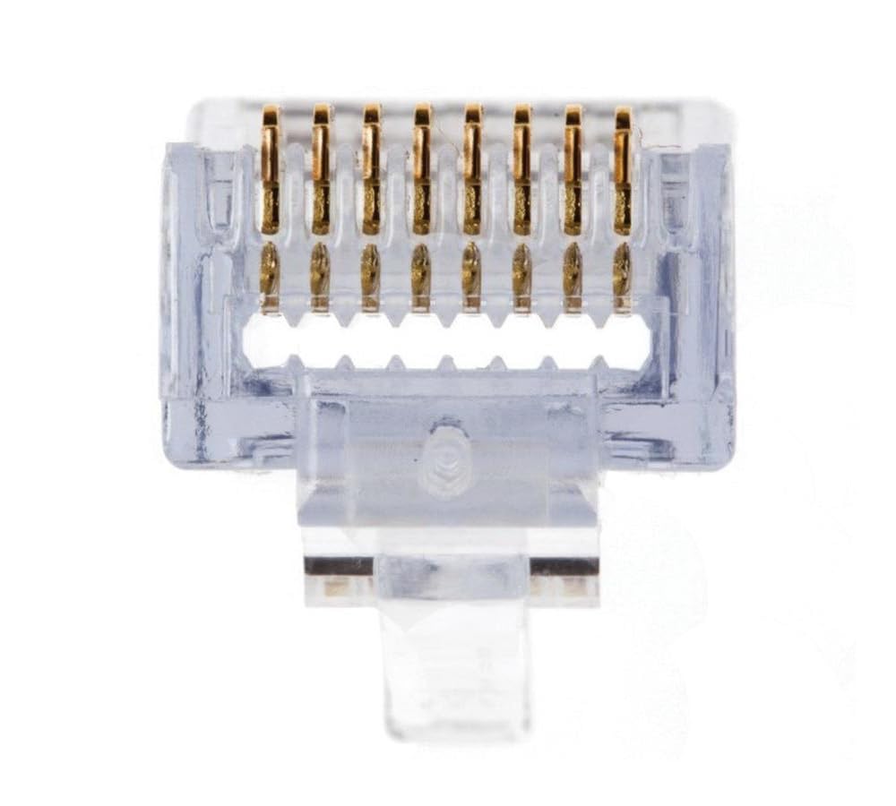 Premium CAT5e RJ45 Pass Through Ethernet Connectors - 50 Pack, Gold Plated for Faster Speeds & Reliable Connections - Ideal for Home Networking, Office Setup & DIY Cable Projects