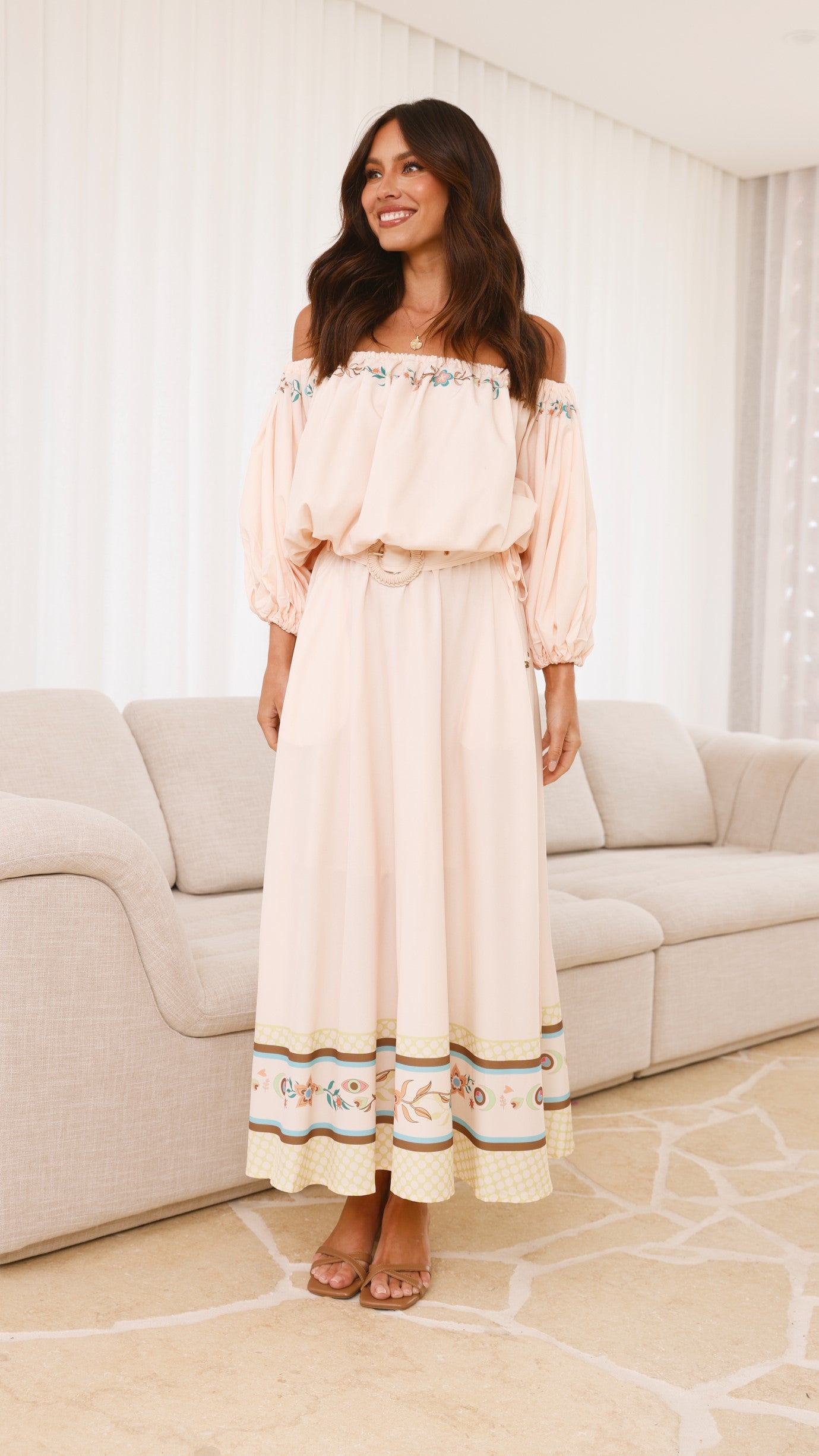 Lainey Maxi Skirt for Women - Flowy A-Line Long Skirt in Peach - Perfect for Summer, Beach, Boho Outfits & Casual Wear