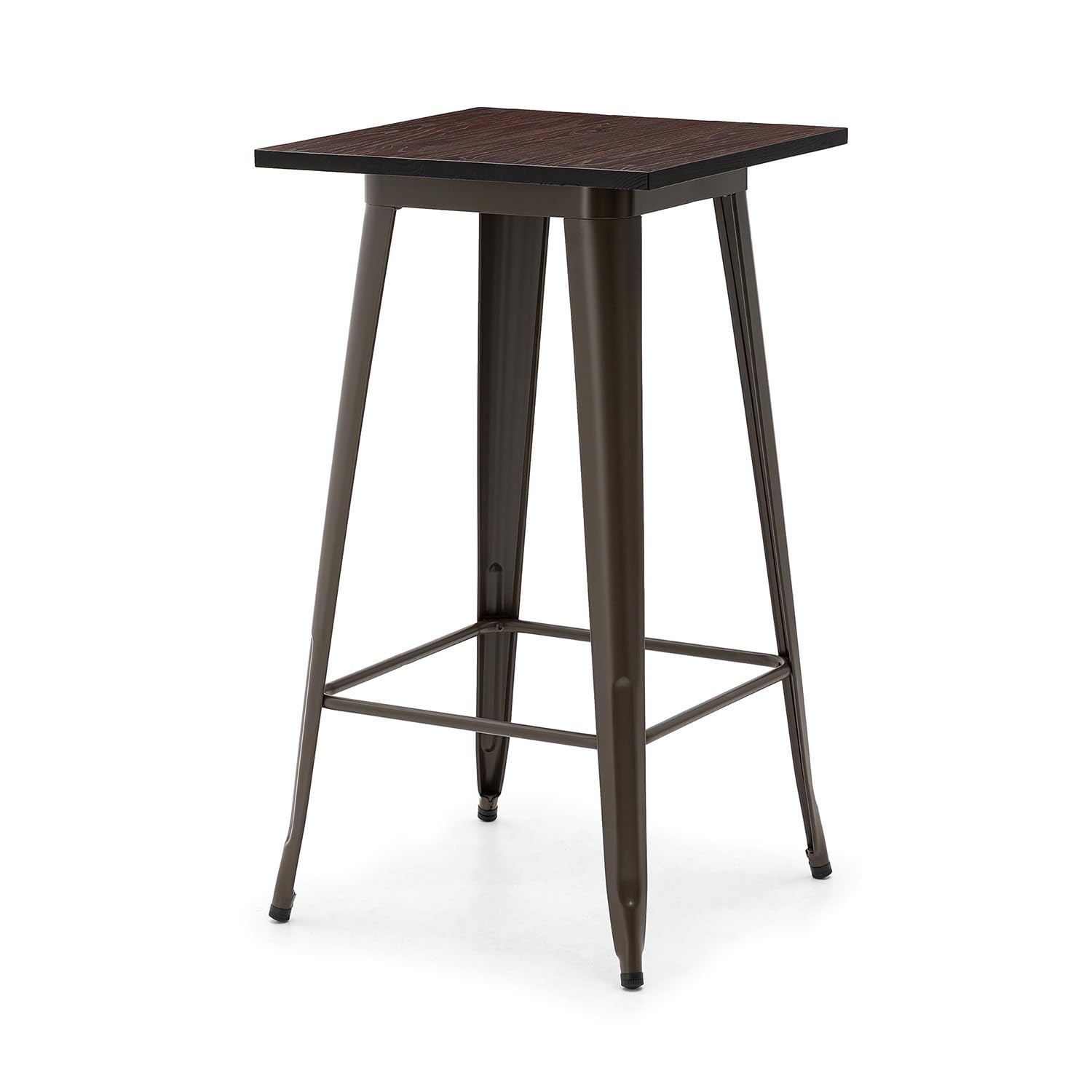 Glitzhome Rustic Square Metal & Wood Bar Table - 41.25 Inch Height Bistro Pub Dining Table with Sturdy Frame - Perfect for Home Bars, Restaurants & Outdoor Entertaining