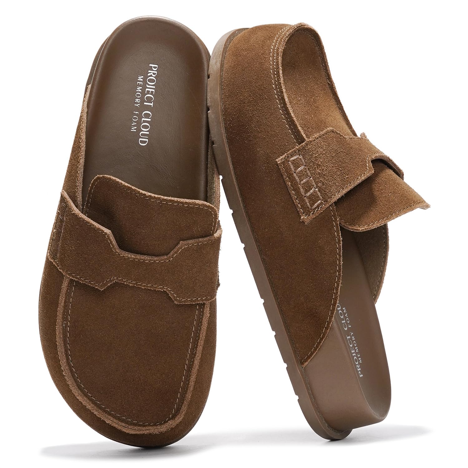 **Genuine Suede Women's Clogs with Memory Foam Arch Support - Non-Slip Sole Platform Shoes for Women - Comfortable Winter Footwear for Casual Wear, Work & Home Use**