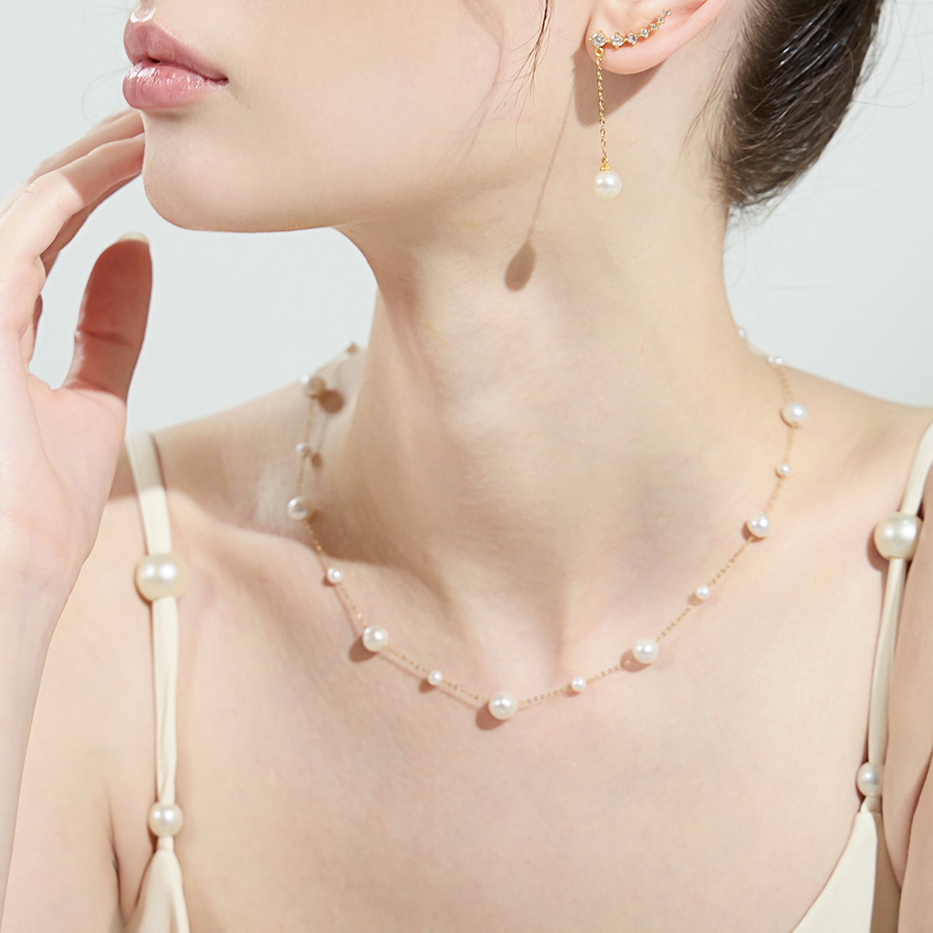 18K Solid Gold Freshwater Pearl Necklace for Women - Elegant Jewelry Gift for Wedding, Anniversary & Special Occasions | KN00027