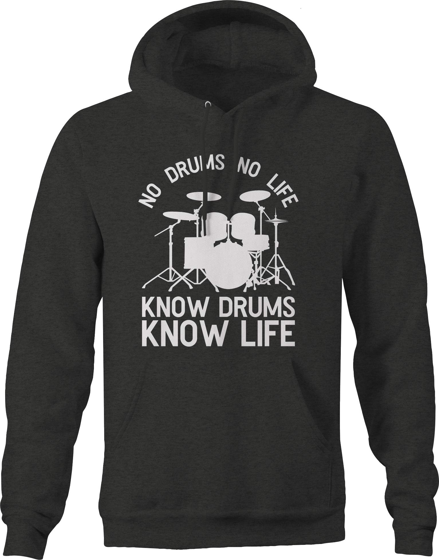 No Drums No Life Drum Set Hoodie for Men - Dark Grey Musical Instrument Apparel | Perfect for Drummers, Musicians & Music Lovers