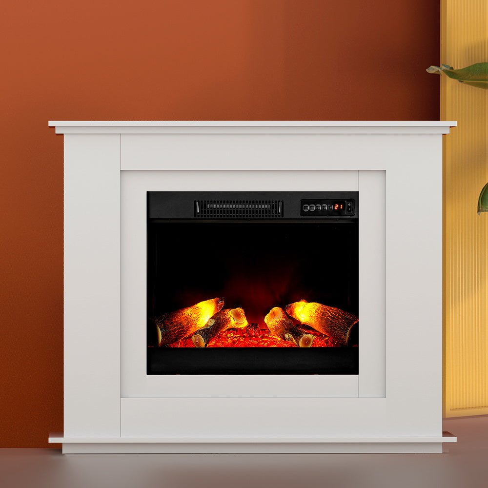 Devanti 2000W Electric Fireplace Heater - White, Energy Efficient Indoor Space Heater for Living Room, Bedroom & Office
