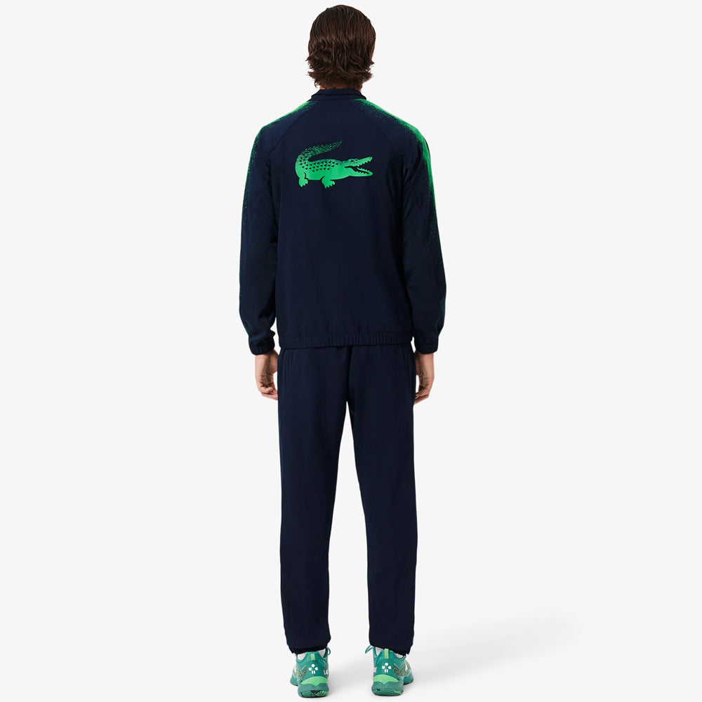 Lacoste Men's Novak Djokovic Tennis X Sweatsuit - Navy Blue & Green Athletic Jogger Set for Casual Wear & Sports Training