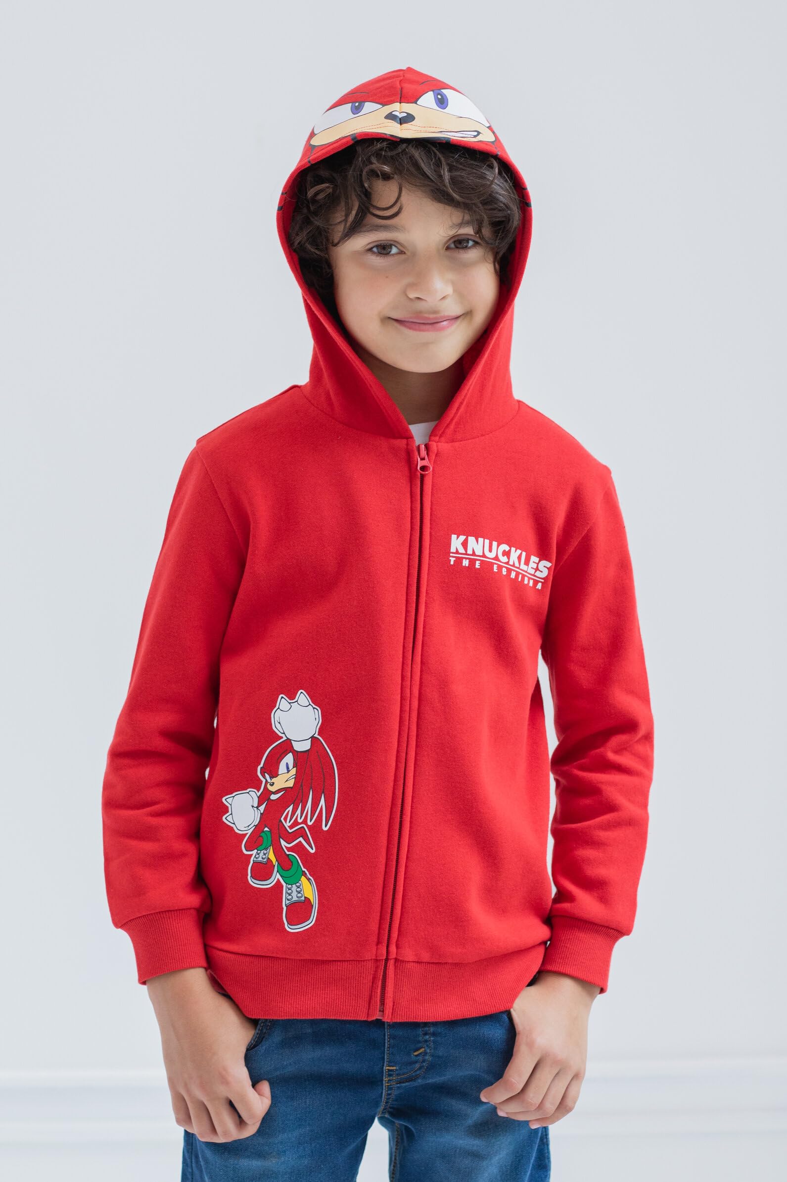 SEGA Sonic the Hedgehog Shadow & Knuckles Fleece Zip-Up Hoodie for Kids - Warm & Cozy Winter Jacket for Toddler to Big Kid (Ages 2-12) | Perfect for Playdates, School & Outdoor Adventures