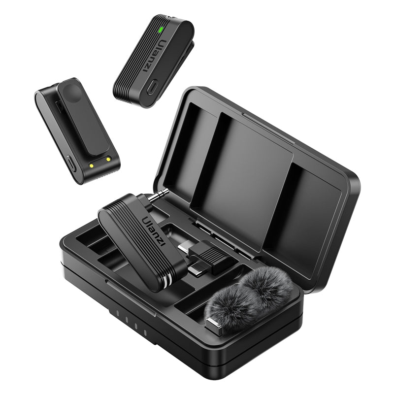 Ulanzi A100 Wireless Lavalier Microphone for iPhone Android - Clip-on Omnidirectional Mic with Noise Reduction for YouTube, Vlogging, Live Streaming & Interviews