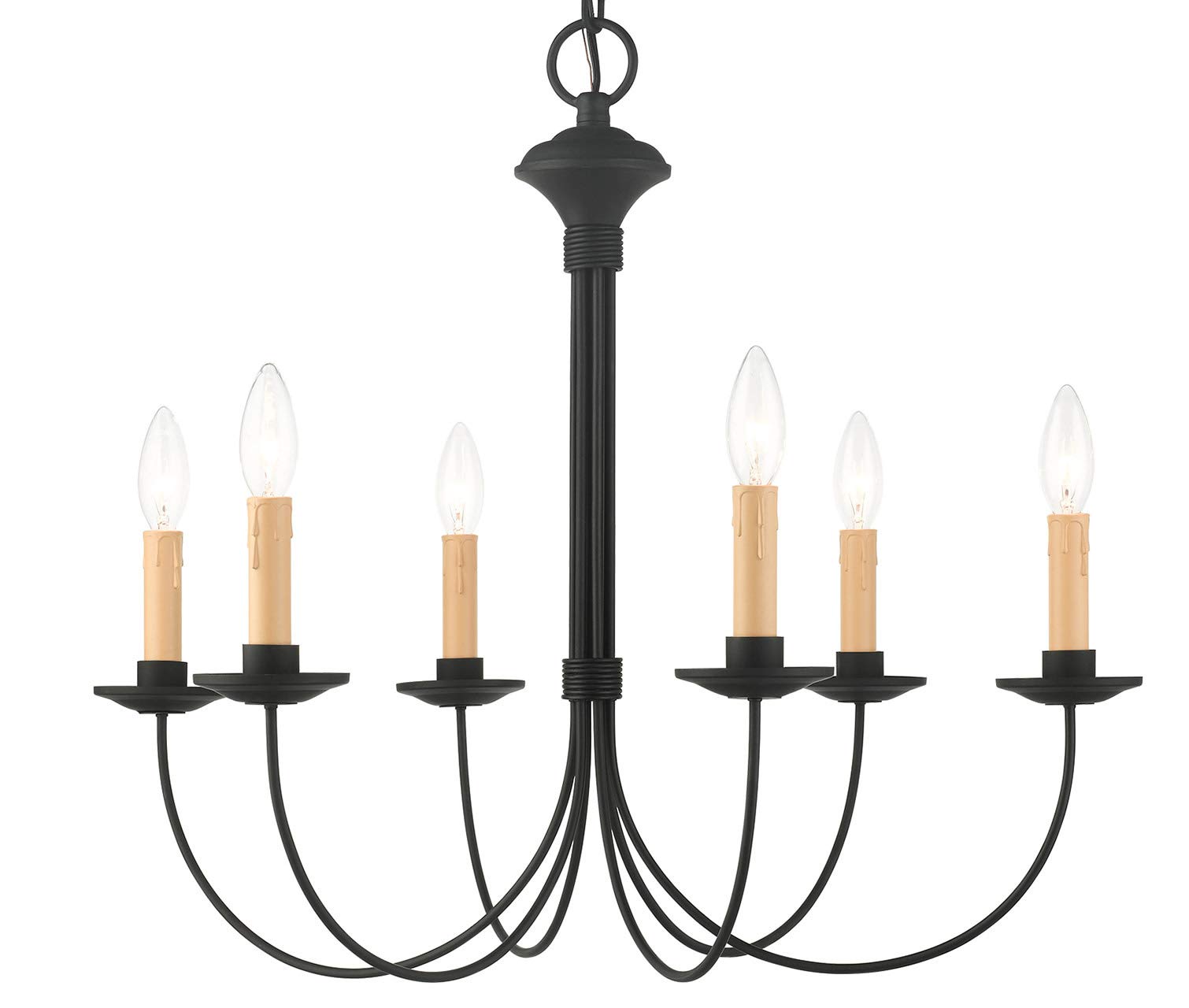 Livex Lighting 4456-04 Heritage 6-Light Black Chandelier - Elegant Dining Room & Bedroom Ceiling Fixture for Modern & Traditional Homes