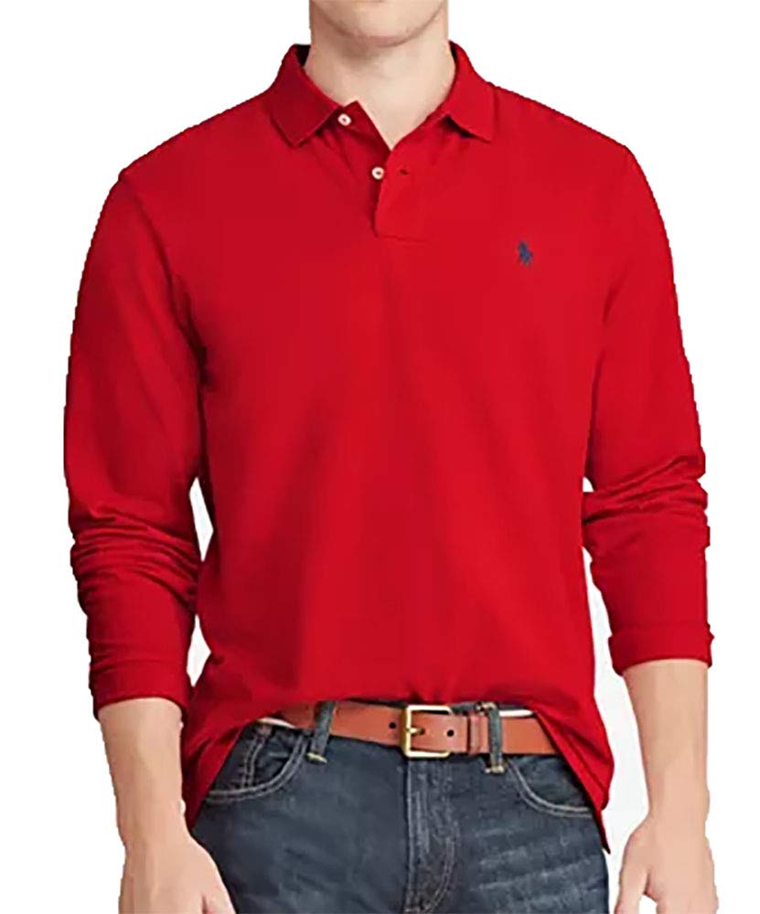 Ralph Lauren Men's Classic Long Sleeve Mesh Polo Shirt - Breathable Cotton, Slim Fit, Casual & Business Wear for Golf, Office & Outdoor Activities
