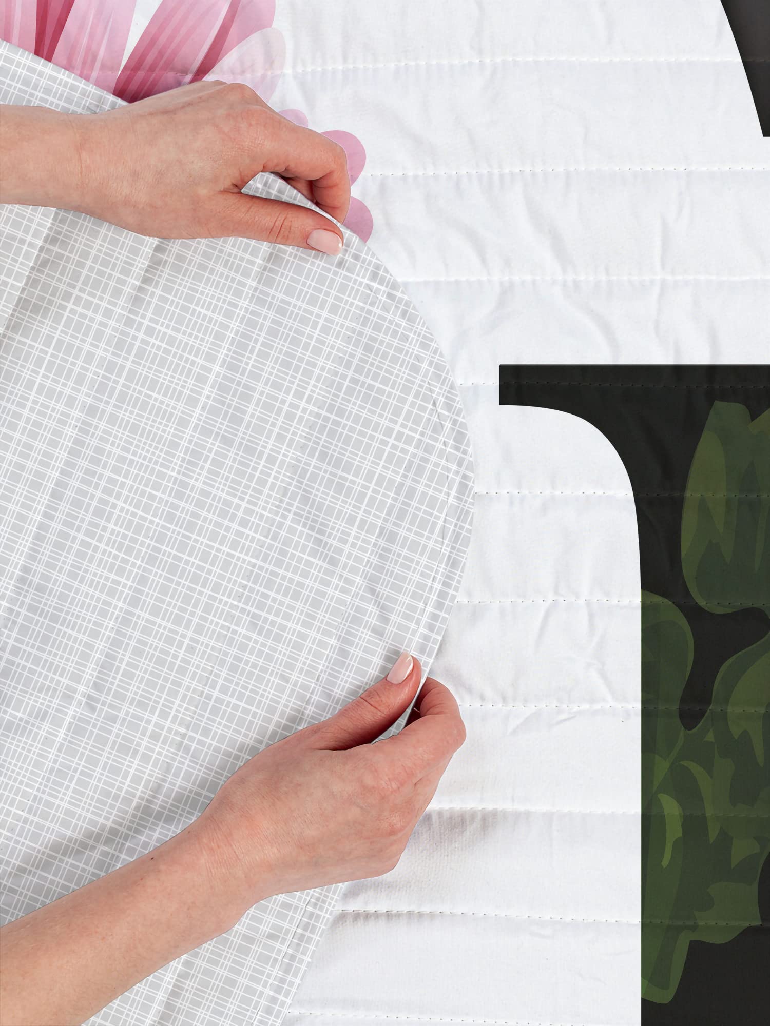 Ambesonne Reversible Twin Size Bedspread Set with Letter G Design - Blossoming Gerbera Flower & Spring Inspired Font - Includes Comforter & Pillow Shams - Soft Microfiber Bedding in Pink, Green & Black - Perfect for Spring Decor, Kids Room or Gift Idea