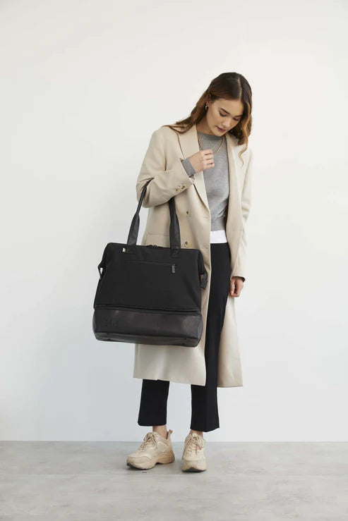 Convertible Mini Weekender Bag in Black - Stylish & Versatile Carry-On for Travel, Gym, or Weekend Getaways