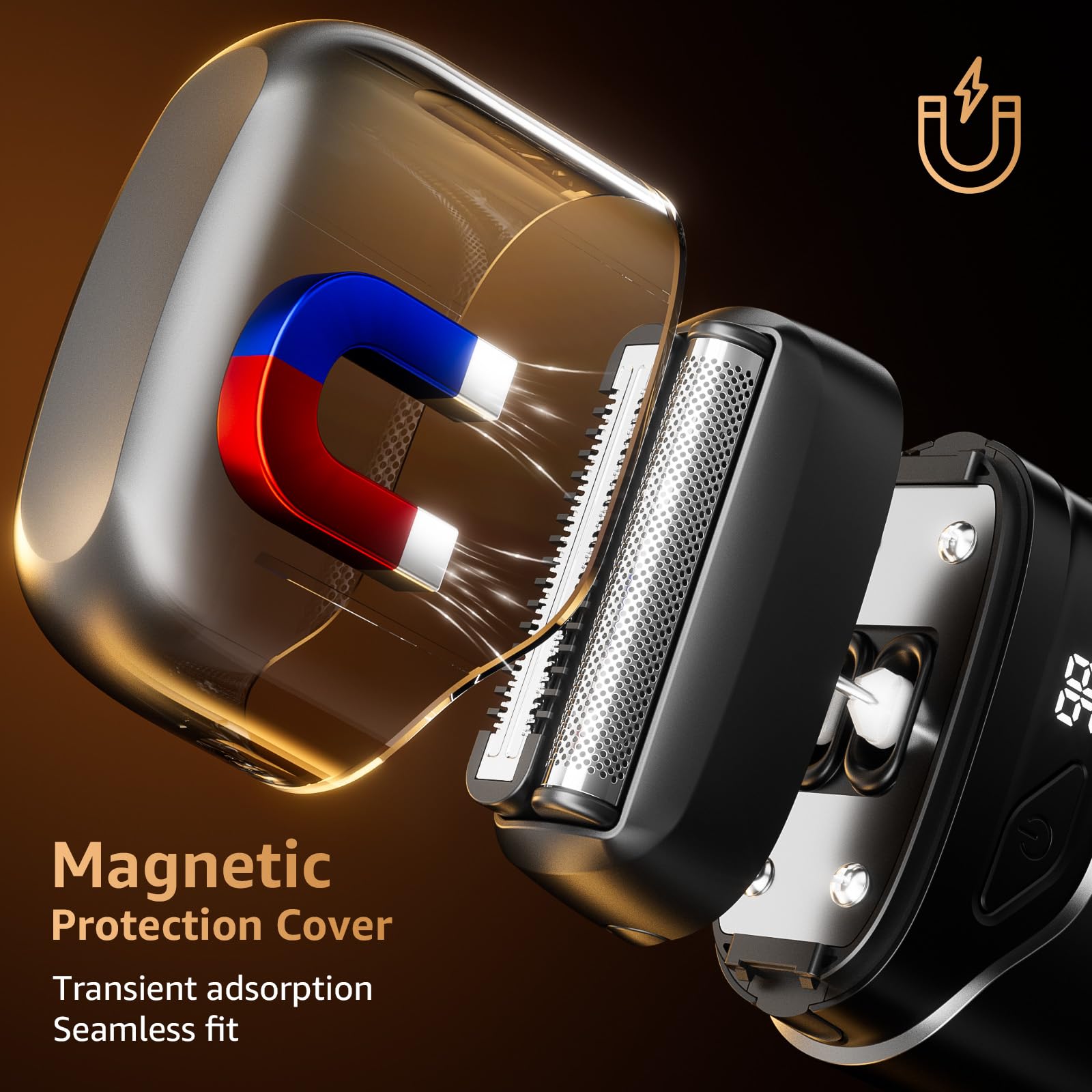 Electric Foil Shaver for Men - Mini Cordless Wet/Dry Razor with LED Display & USB-C Fast Charging | IPX7 Waterproof | Compact Travel & Gym Shaver for Smooth Facial Hair Removal