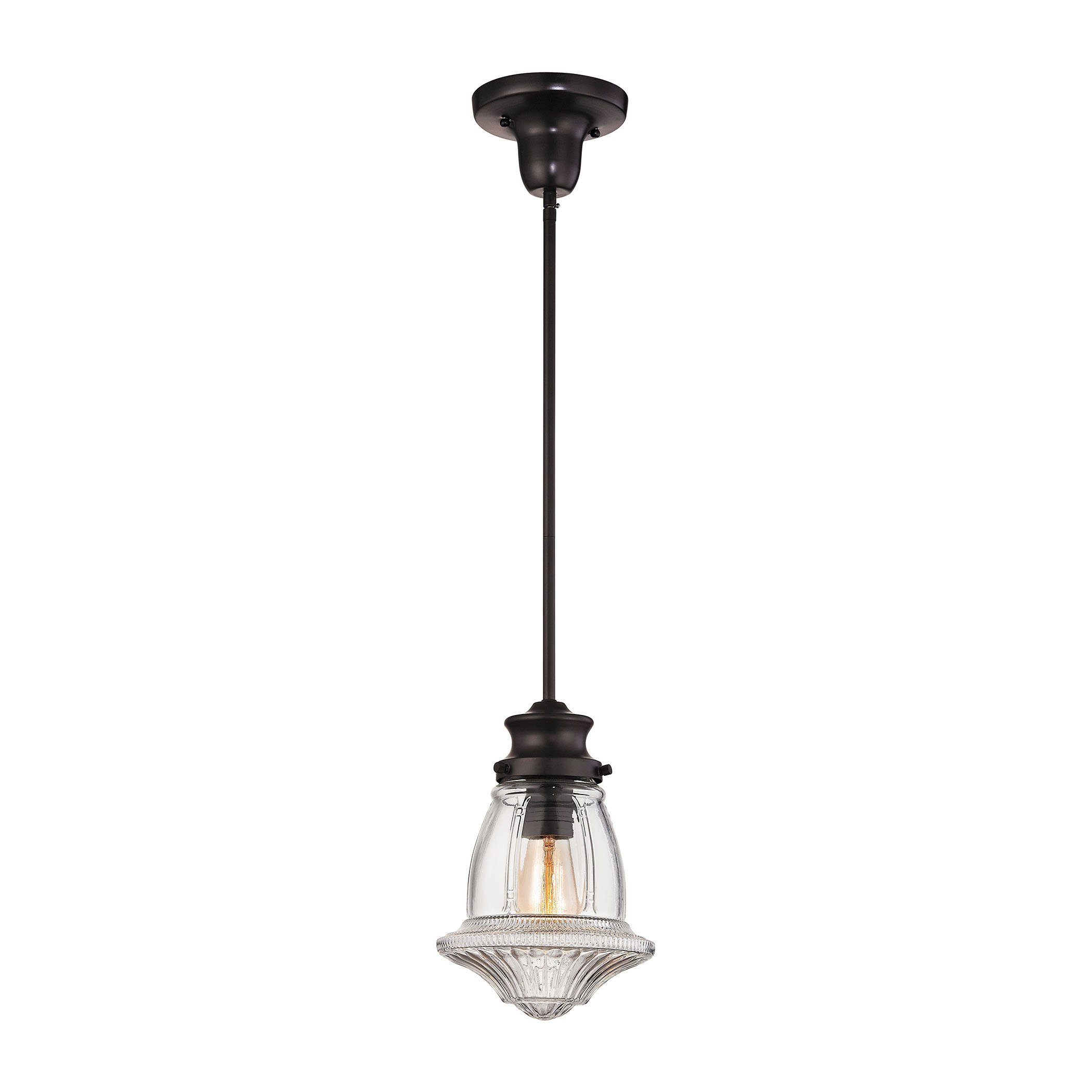 Schoolhouse Pendants 1 Light Pendant in Oil Rubbed Bronze - Vintage Industrial Ceiling Light Fixture for Kitchen Island, Dining Room & Entryway