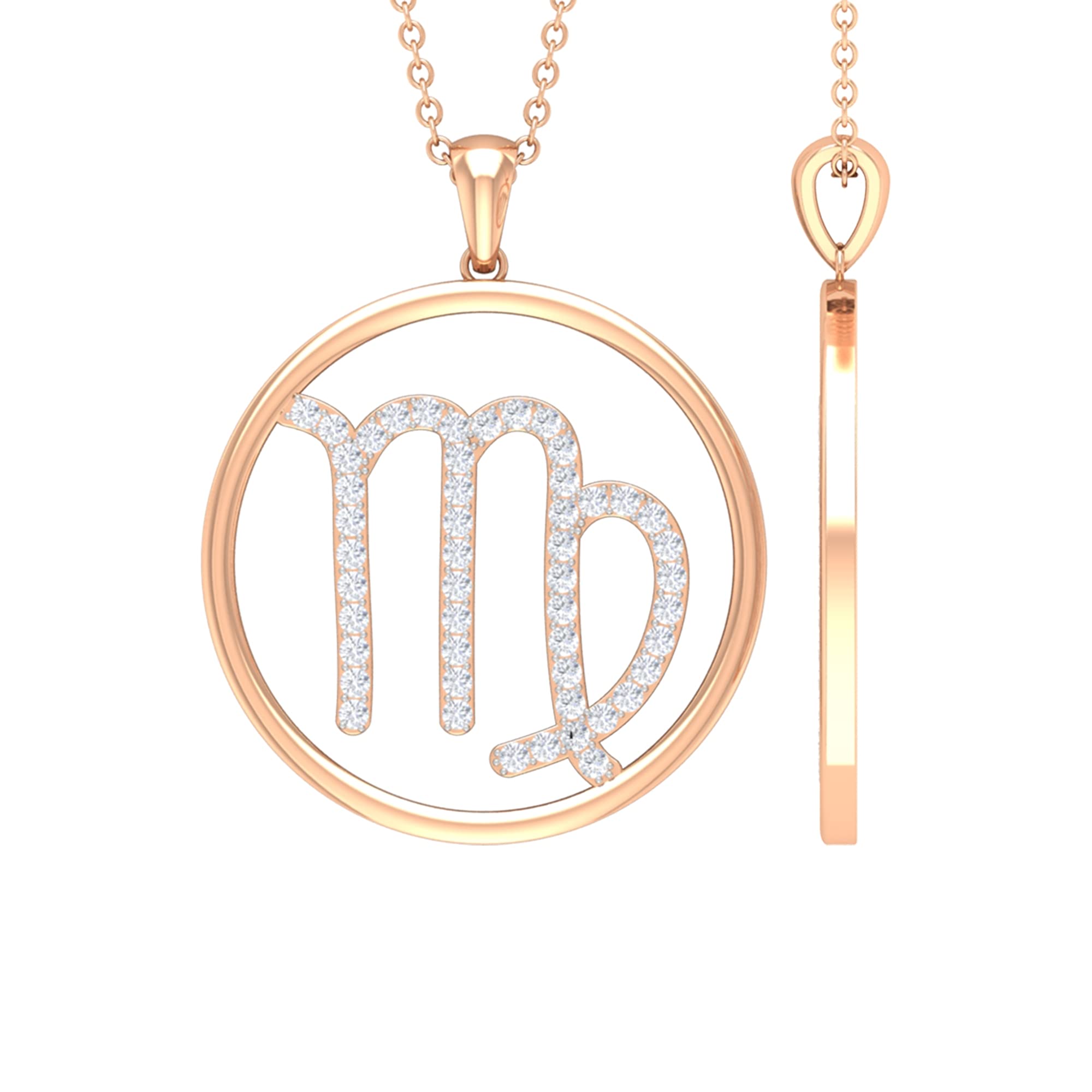 0.75 CT Cubic Zirconia Virgo Zodiac Pendant Necklace for Women - 10K Solid Gold Zodiac Jewelry - Perfect Birthday Gift & Everyday Elegance