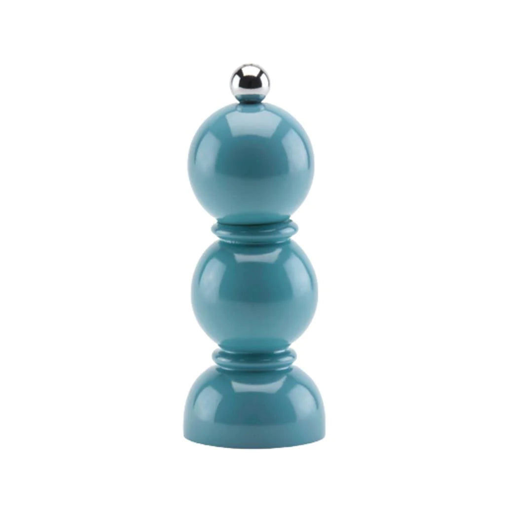 Premium Chambray Mini Bobbin Salt and Pepper Grinder Set - Adjustable Ceramic Spice Mill for Kitchen, Dining Table & Camping Use