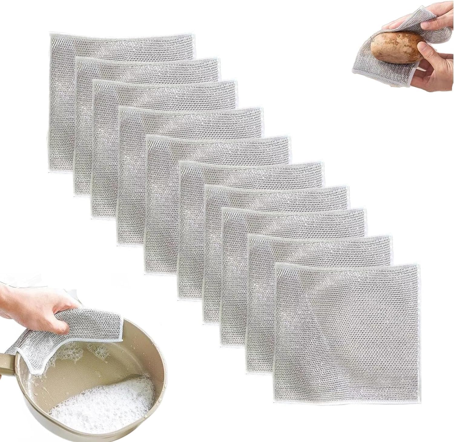 Stainless Steel Scrubber Pads for Dishes - Non-Scratch Cleaning Pads for Kitchen, Sinks, Countertops & Stove Tops - Reusable & Machine Washable - Perfect for Tough Grease & Food Residue Removal