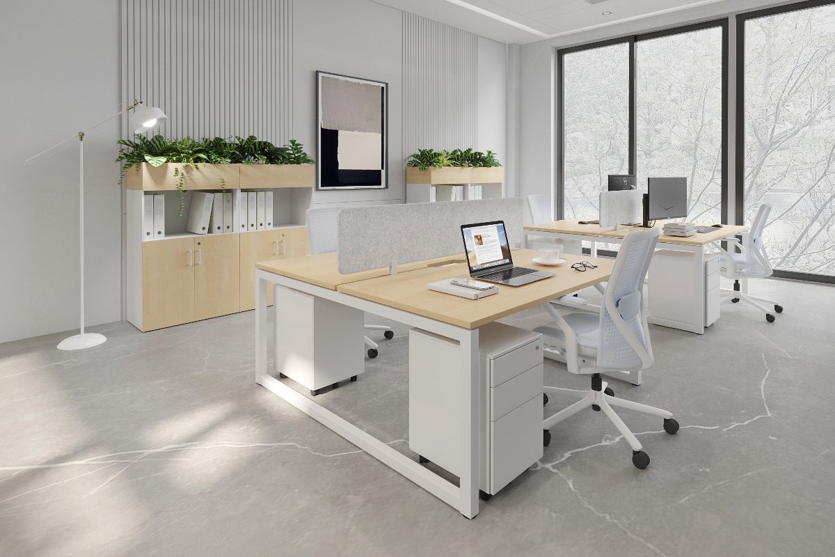 Quadro Loop Legs 2 Person Office Workstation - 1600L x 800W with Cable Management - Modern Shared Desk for Collaborative Workspaces & Home Offices